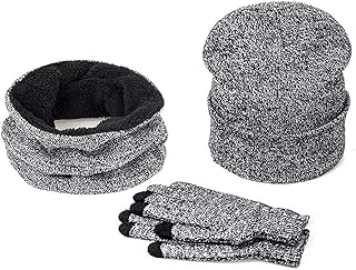 Berretto Lavorato A Maglia Cappello Sciarpa Set di Guanti Uomo Donna Cappelli di Lana Addensare Plus Set di Cappucci per Sciarpa di Velluto, E, Spagna