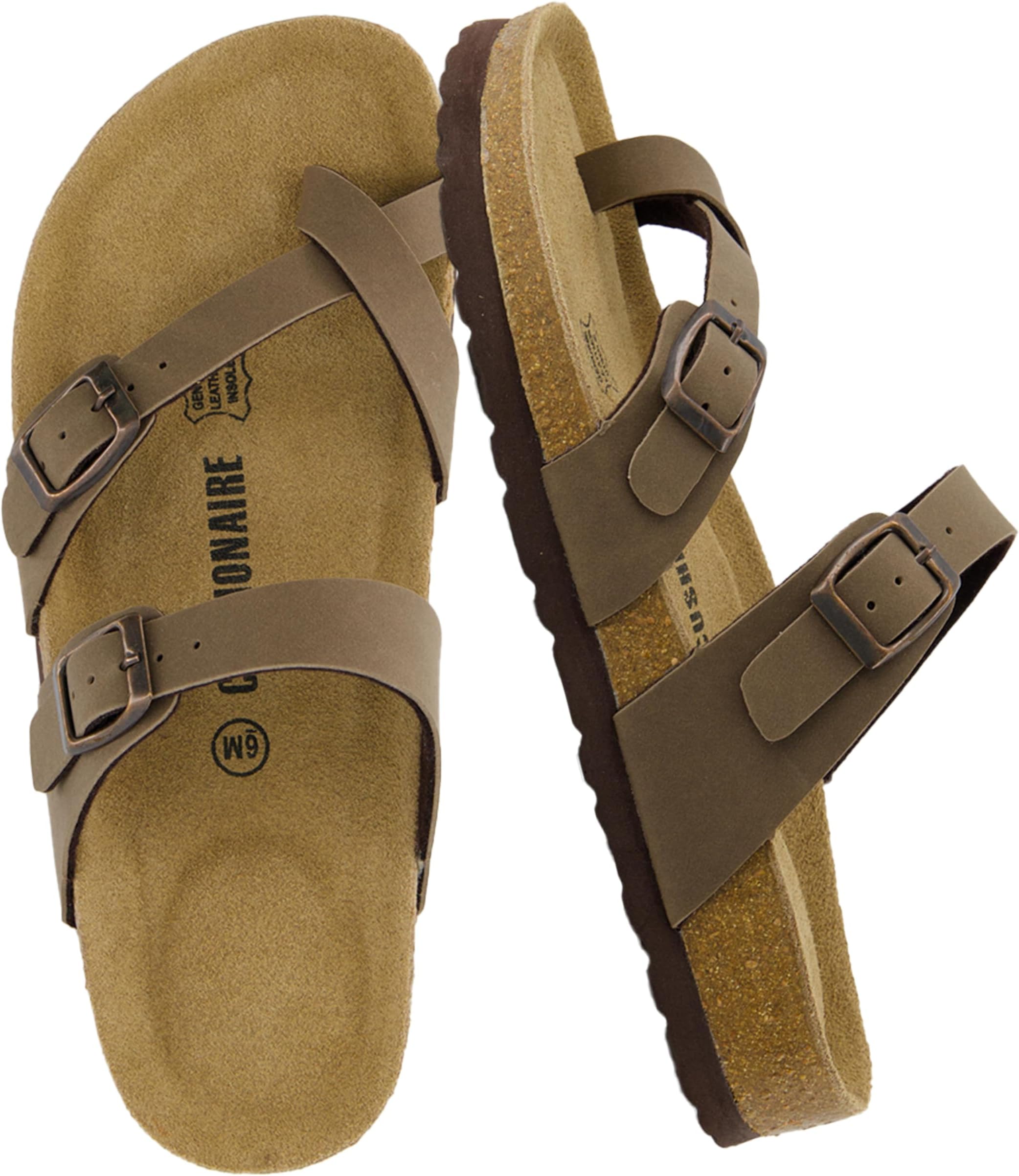 Luna Sandals for Women, Cork Footbed Womens Sandals for Summer Comfort with Adjustable Straps, Wide Width Available