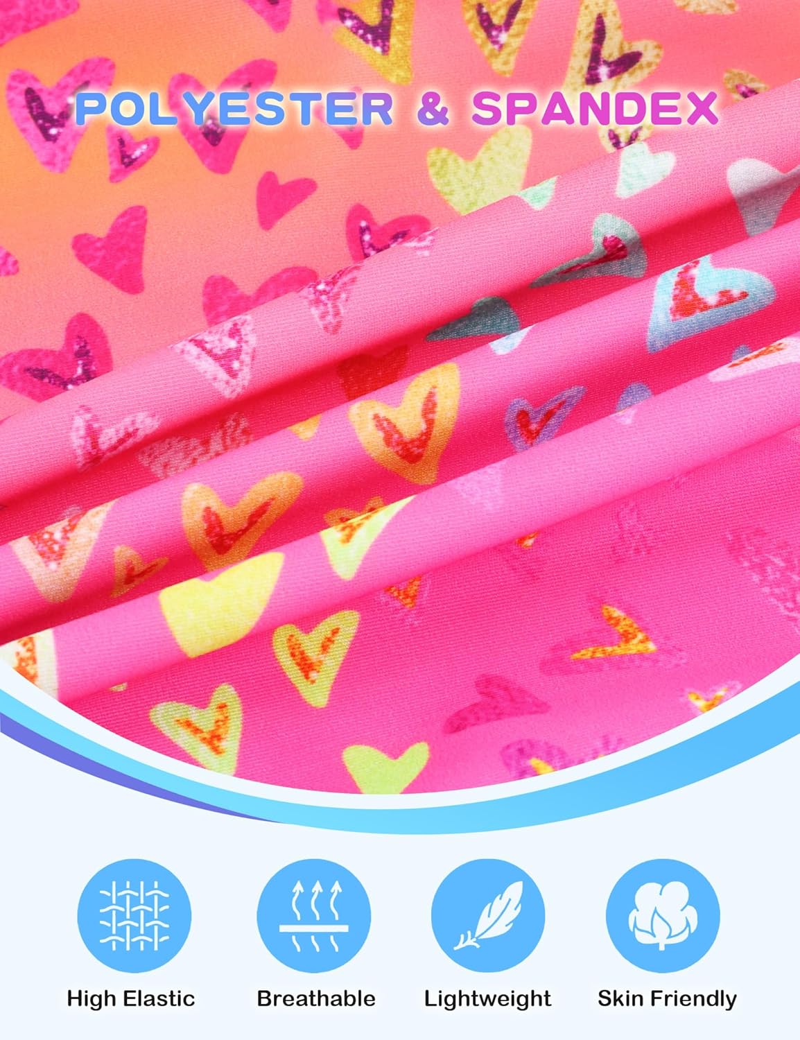 Snowheart Girls Swimsuit One Piece Bathing Suit Kids Quick Dry Shoudler Ruffle Floral Swimwear for 3-12 Years Old Hotpink Hearts 4-5T image 6 of 6 B0D3X92B2S