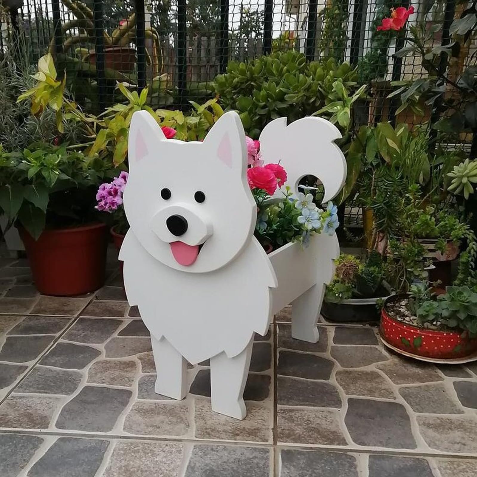 Hiiaodecor Samoa Planter Cute Animal Shaped Plant Pot Flower Pots Gifts For Women Pet Lovers Indoor Outdoor Garden Home Office Decor,34 * 24cm/13.38 * 9.45in