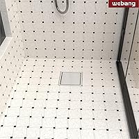 Vista 6 de WEBANG - Drenaje de ducha cuadrado de 6 pulgadas cepillado con brida reversible de 2 en 1, cubierta extraíble con inserto de azulejos, rejilla