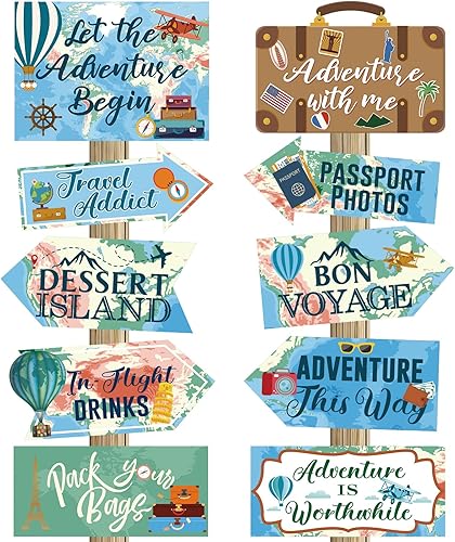 Miniatura 1 de Juego de 20 decoraciones temáticas de viaje para fiestas de cumpleaños baby shower viajes decoraciones de fiesta 11 x 8 pulgadas 11 x 5 pulgadas