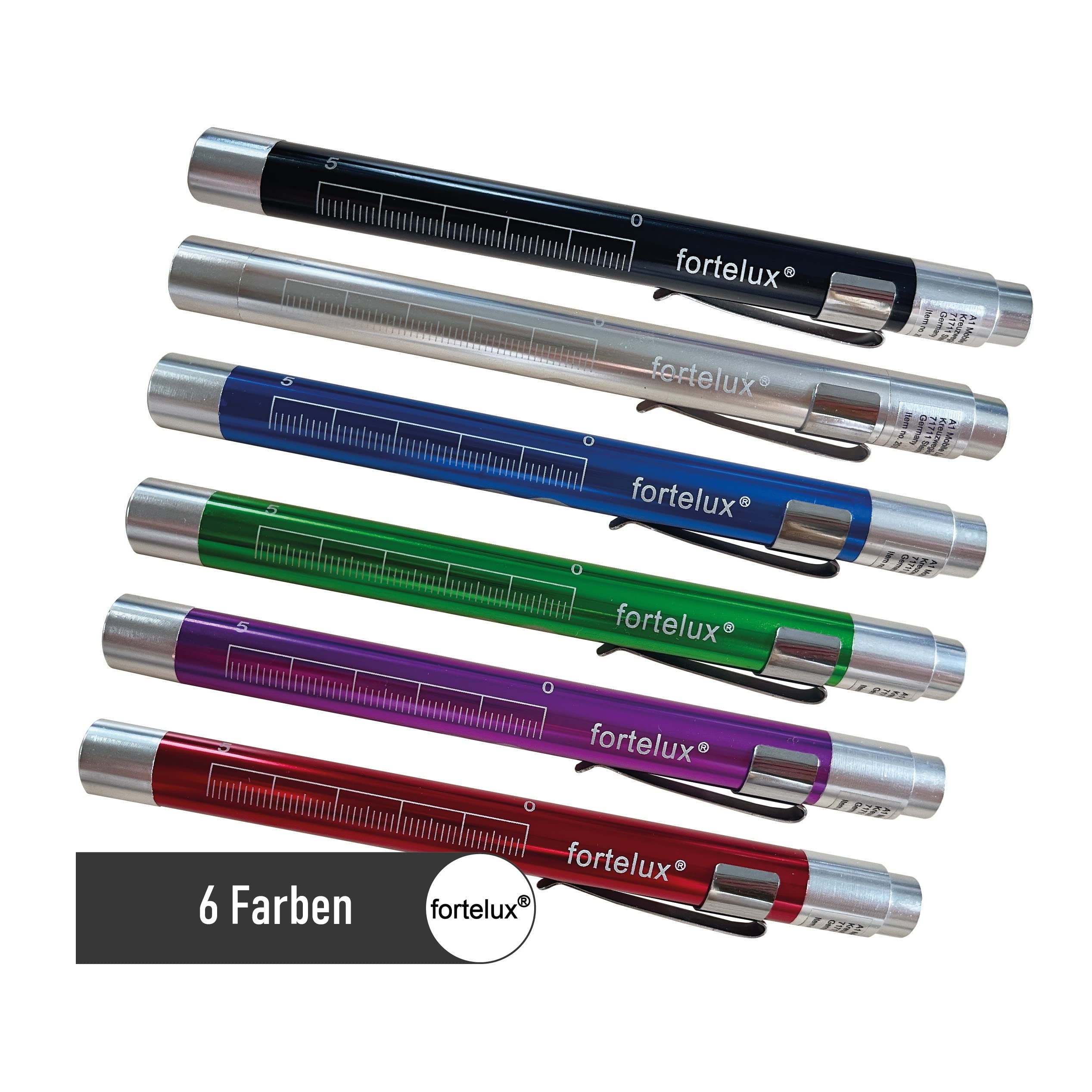 Produktbild von Fortelux Diagnostikleuchte – Pupillenleuchte Mit Druckschalter, Photobiologische Verträglichkeit, Taschenclip & Pupillenmaßstab – Für Rettungsdienst & Augenärzte – Penlight, Blau