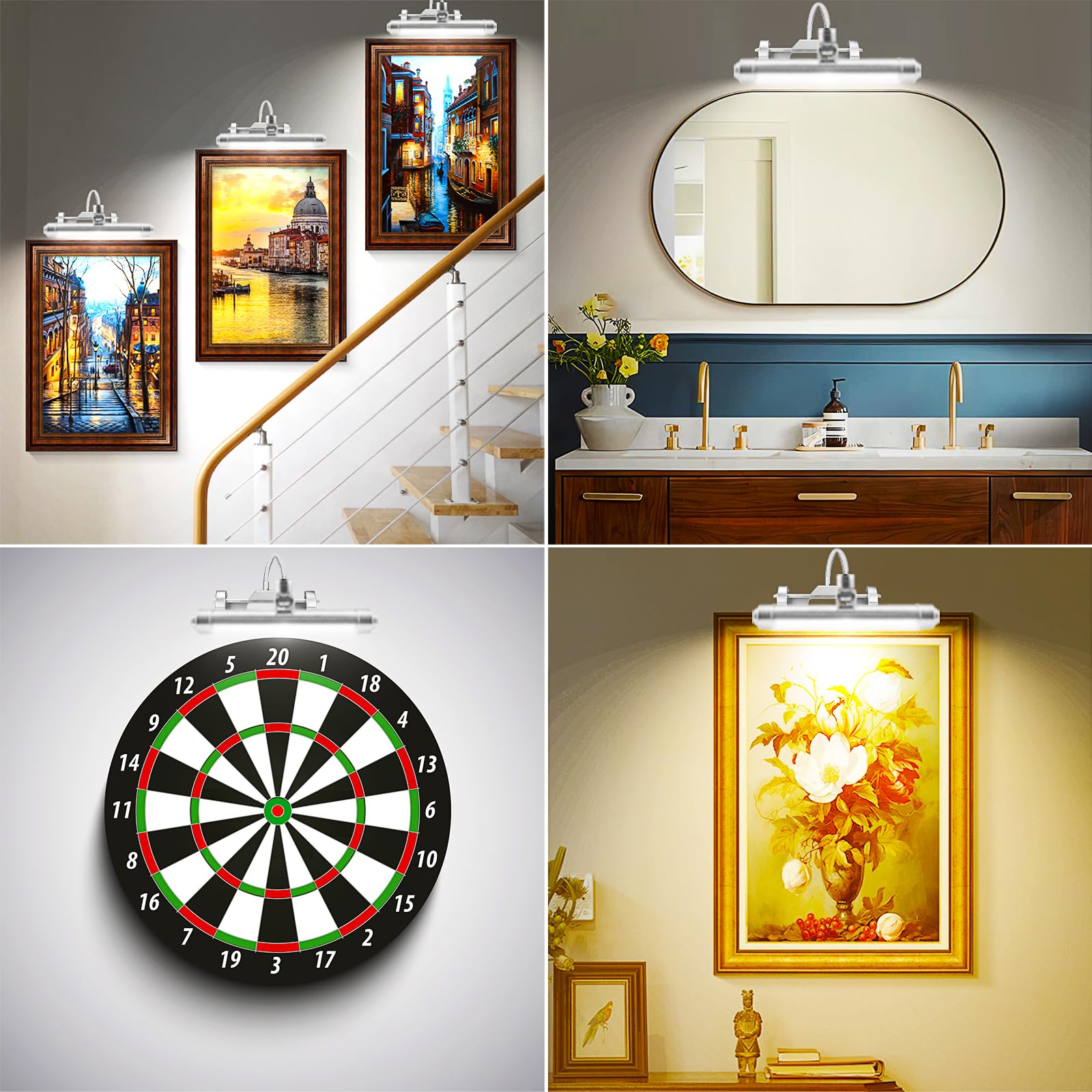 Starxing Lampada per quadri wireless ricaricabile, 2 in 1 luce per