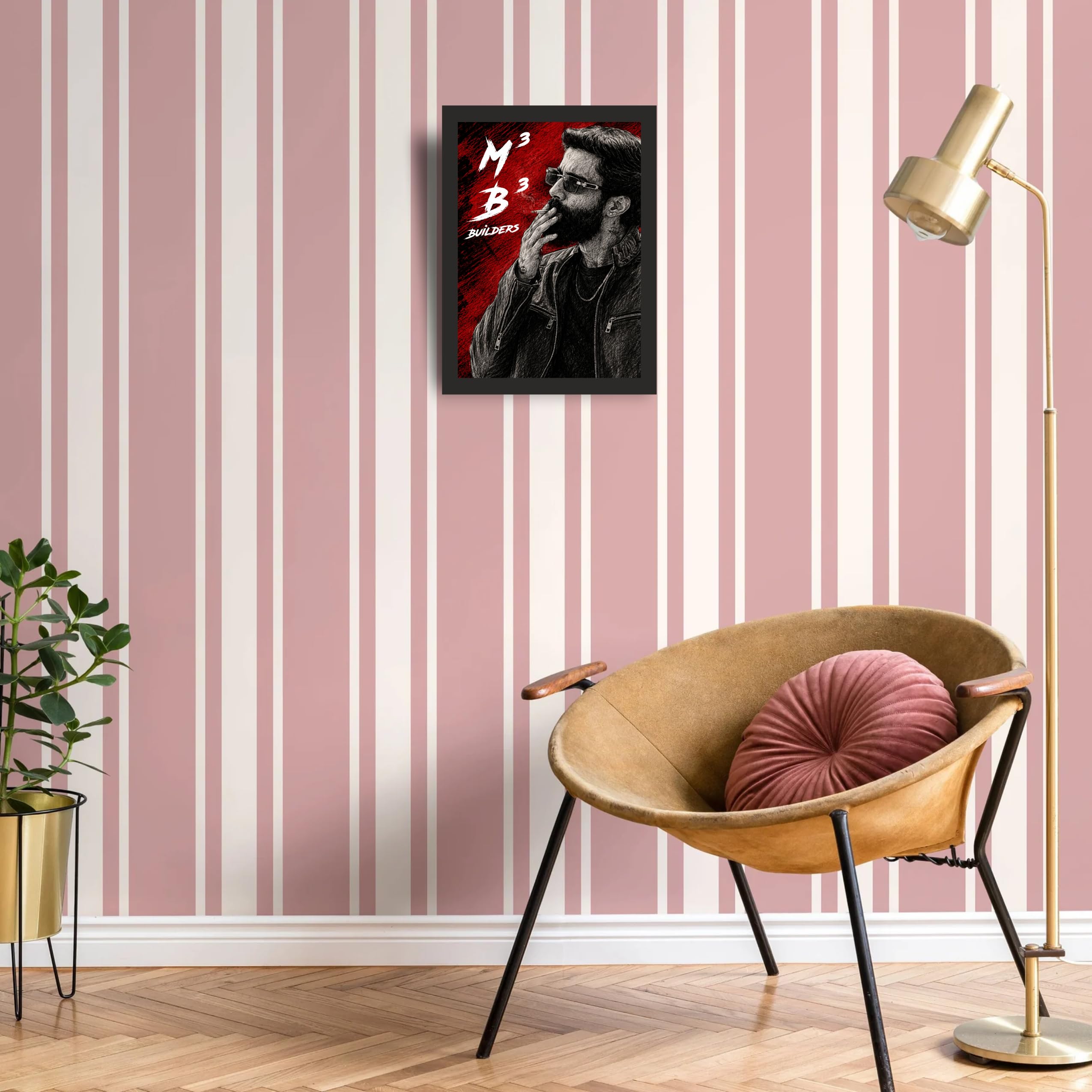 M3 B3 Builders Red Character Art Photo Frame A4 Black