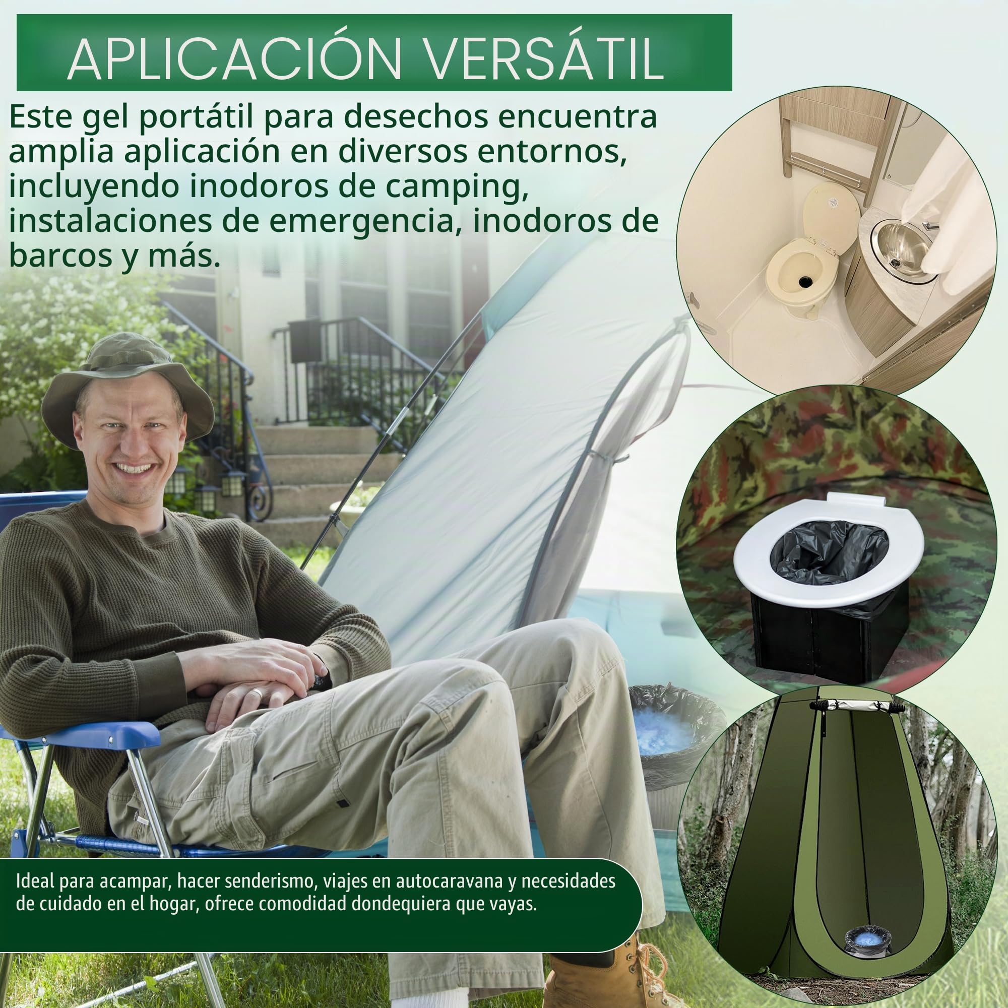 30 bolsas de inodoro absorbentes de gel portátil con 20 bolsas de inodoro de 6 galones, para senderismo, camping, caca de gel para uso al aire libre