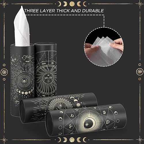 Miniatura 4 de Paquete de 8 soportes para pañuelos de coche con pañuelos faciales de 3 capas a granel, patrón de luna redonda caja de pañuelos para automóvil