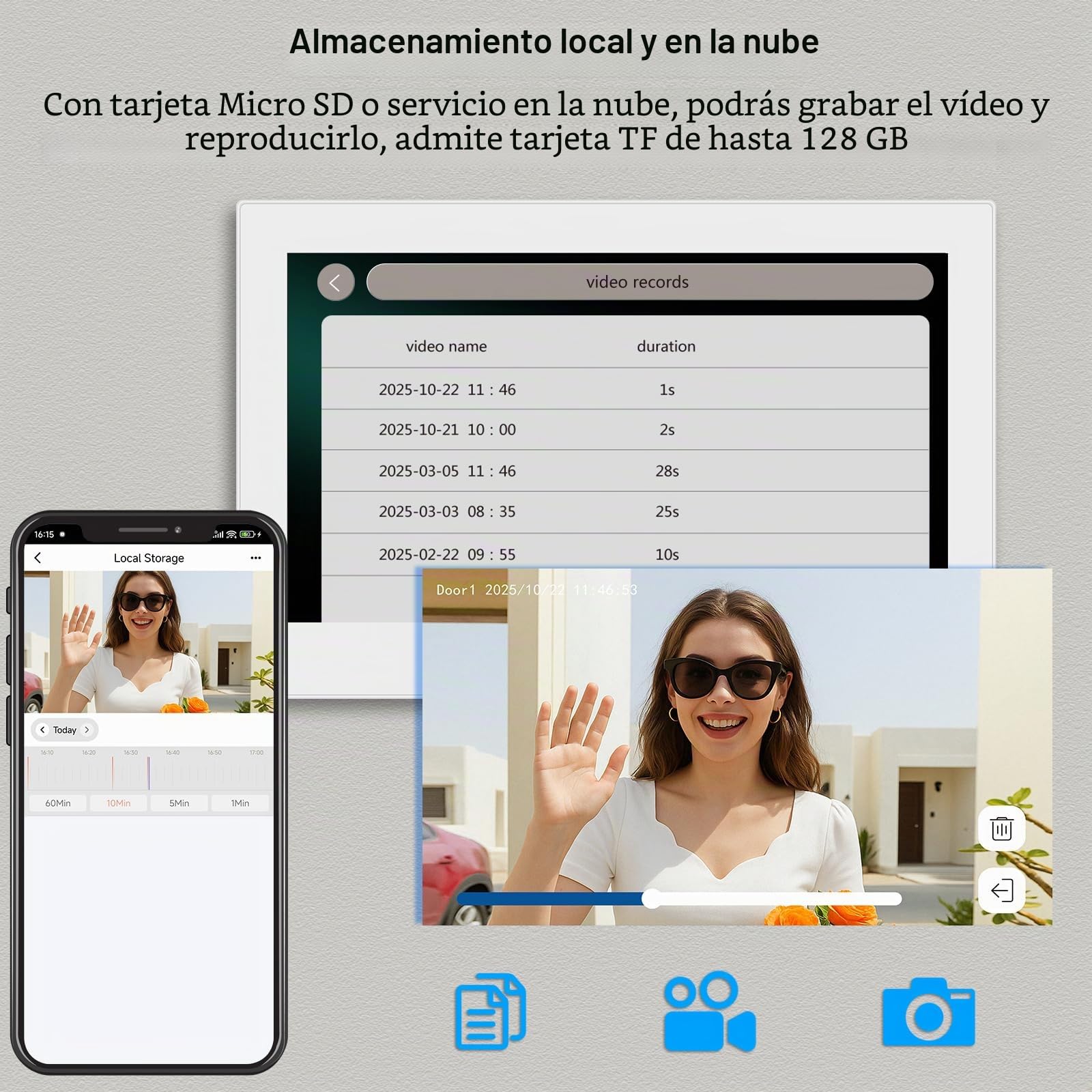 Videoportero WiFi Tuya 2 Hilos 7" RFID Visión Nocturna
