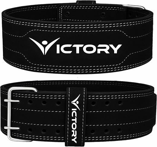 VICTORY Genuine Leather Weight Lifting Gym Belt Back Support Power Lifting Belt for Men and Women | Unisex | Adjustable Bu...