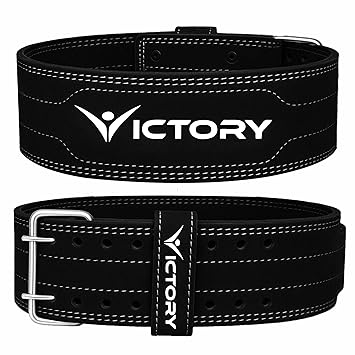 VICTORY Genuine Leather Weight Lifting Gym Belt Back Support Power Lifting Belt for Men and Women | Unisex | Adjustable Buckle | (XL (Power))
