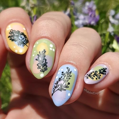 Miniatura 5 de Maniology Nueva placa de estampado de uñas de crecimiento, diseños de manicura para amantes de las plantas, patrones florales minimalistas simples