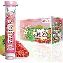 Zipfizz Daily Energy Drink Powder, Strawberry Kiwi, 20 Pack | 3-in-1 Sustained Energy, Rapid Hydration, and Essential Vitamins | Sugar-Free | Electrolyte Powder | Contains Vitamin B-12 &amp; Antioxidants