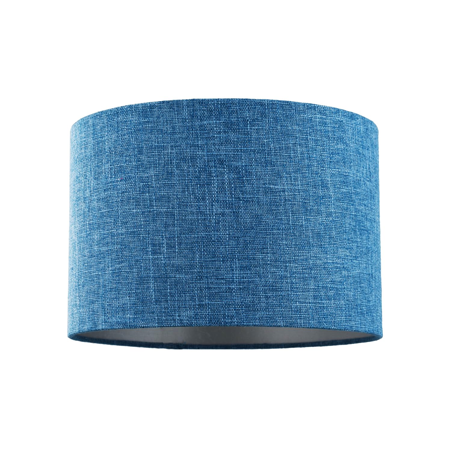 12 Inch Midnight Blue Linen Drum Lamp Shade - 30cm Diameter - 60W Max - Textured Navy Blue with Silver Inner - Reversible Gimbal