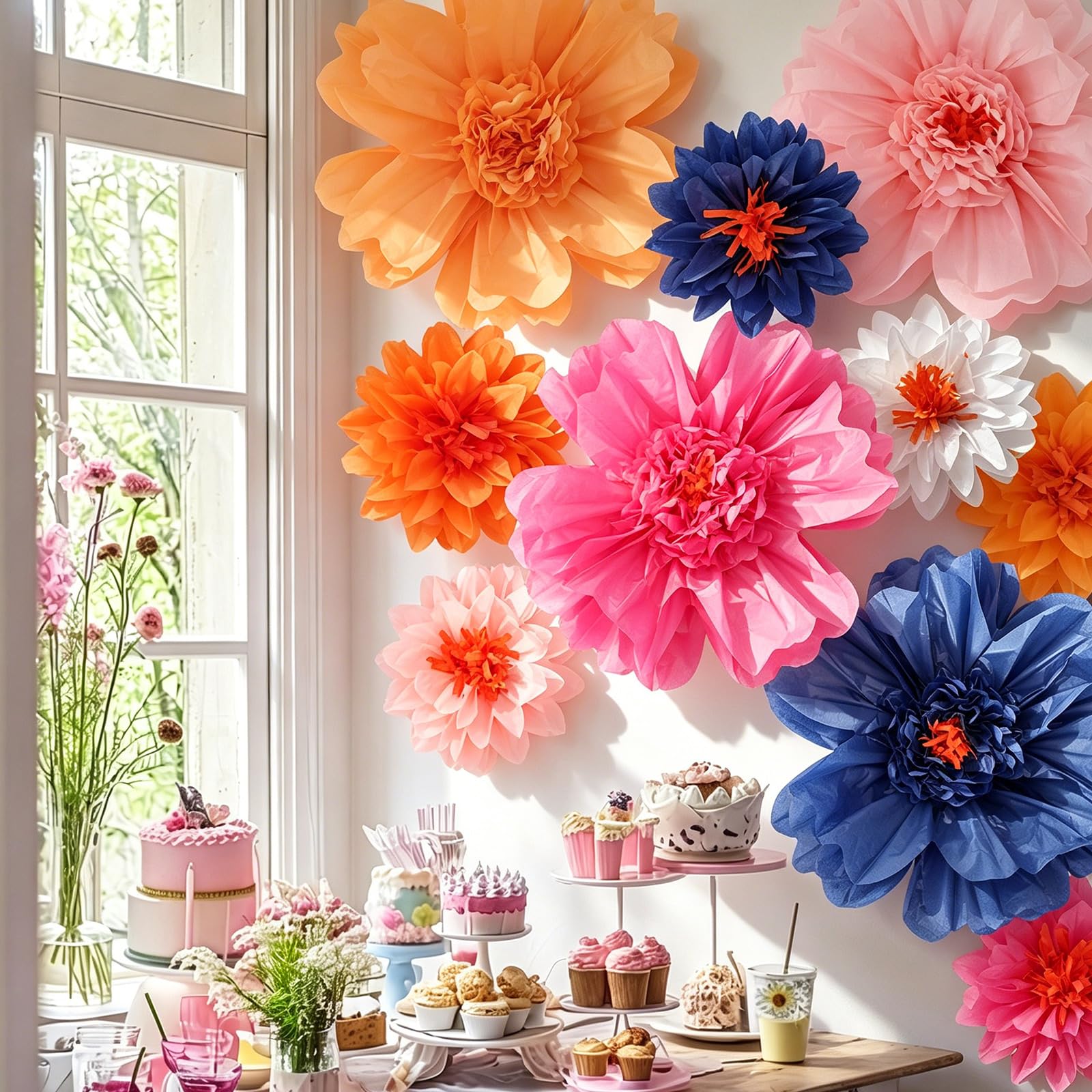TaoBary Giant Tissue Paper Flowers, 20",10", Light Color, 12 Pcs
