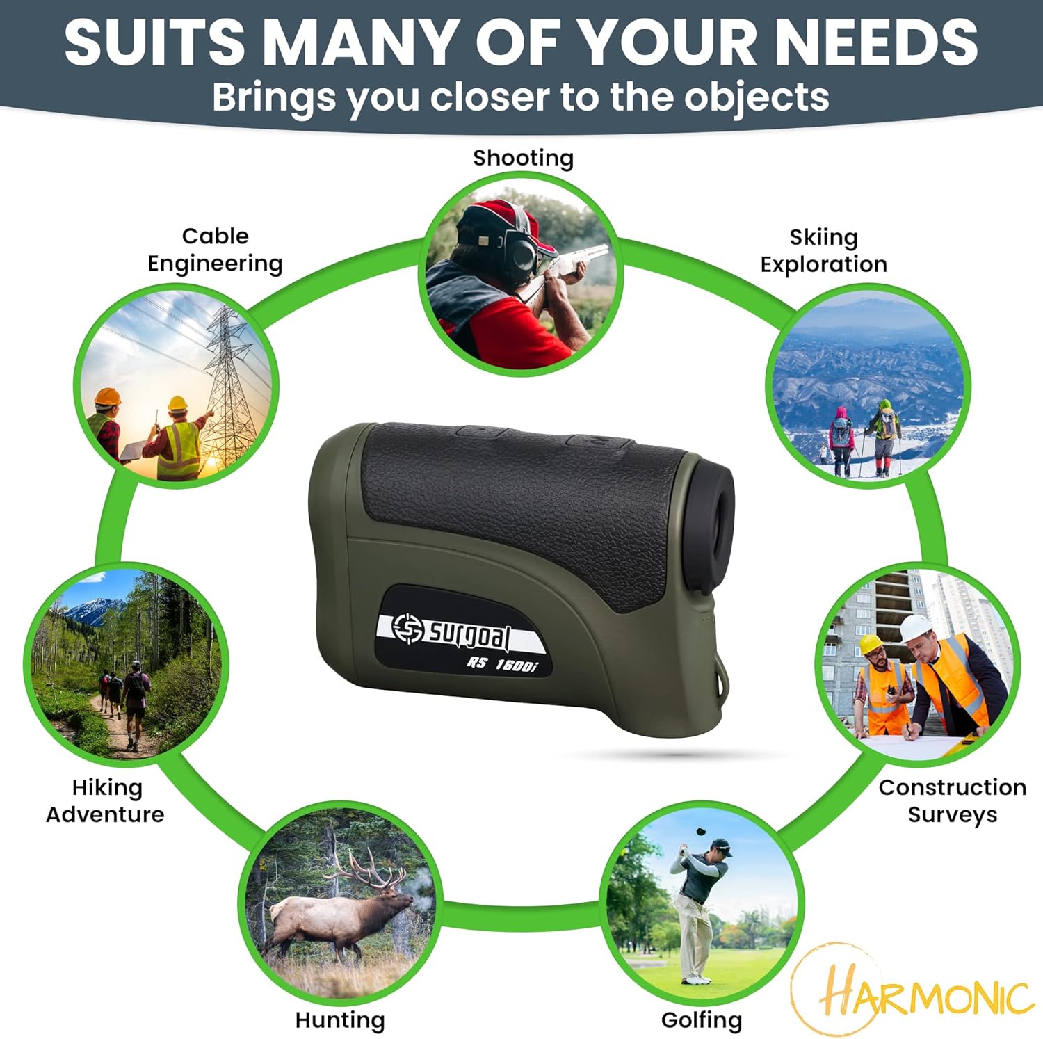 Surgoal HD Golf and Hunting Rangefinder 1600 Yard Long Distance Laser Range Finder_All Purposes