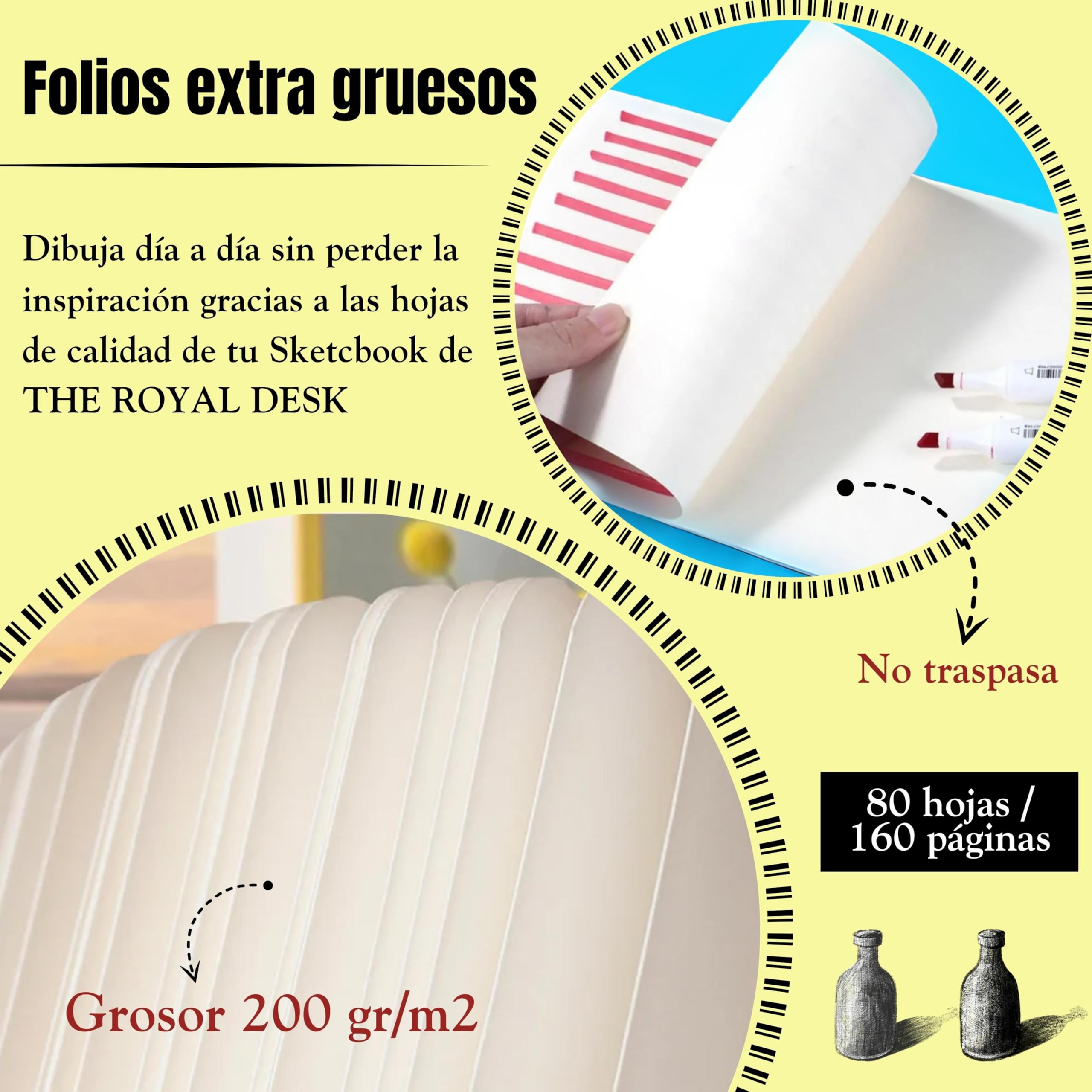 Libreta dibujo profesional incluye portamina. Cuaderno para Dibujo y bocetos de tapa dura. Bloc de dibujo de 80 hojas gruesas color marfil 200 g/m² Bloc de notas Sketchbook (Artistic Green)