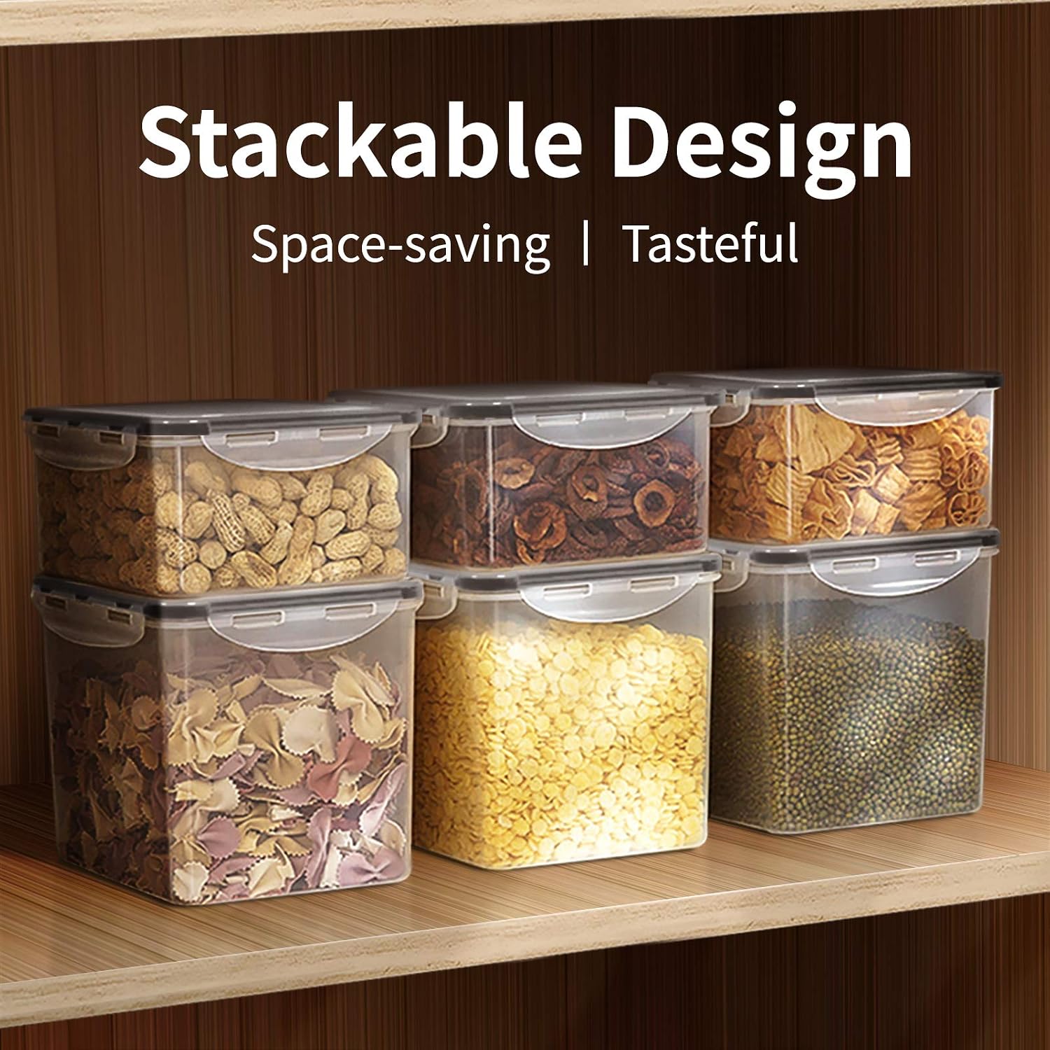 Kitsure Airtight Food Storage Container Set wtih Lids - 8 PC - Leak-proof & BPA Free, Pantry Organization and Storage for Sugar, Flour and Baking Supplies, With 1 Measuring Cup & Spoon Set
