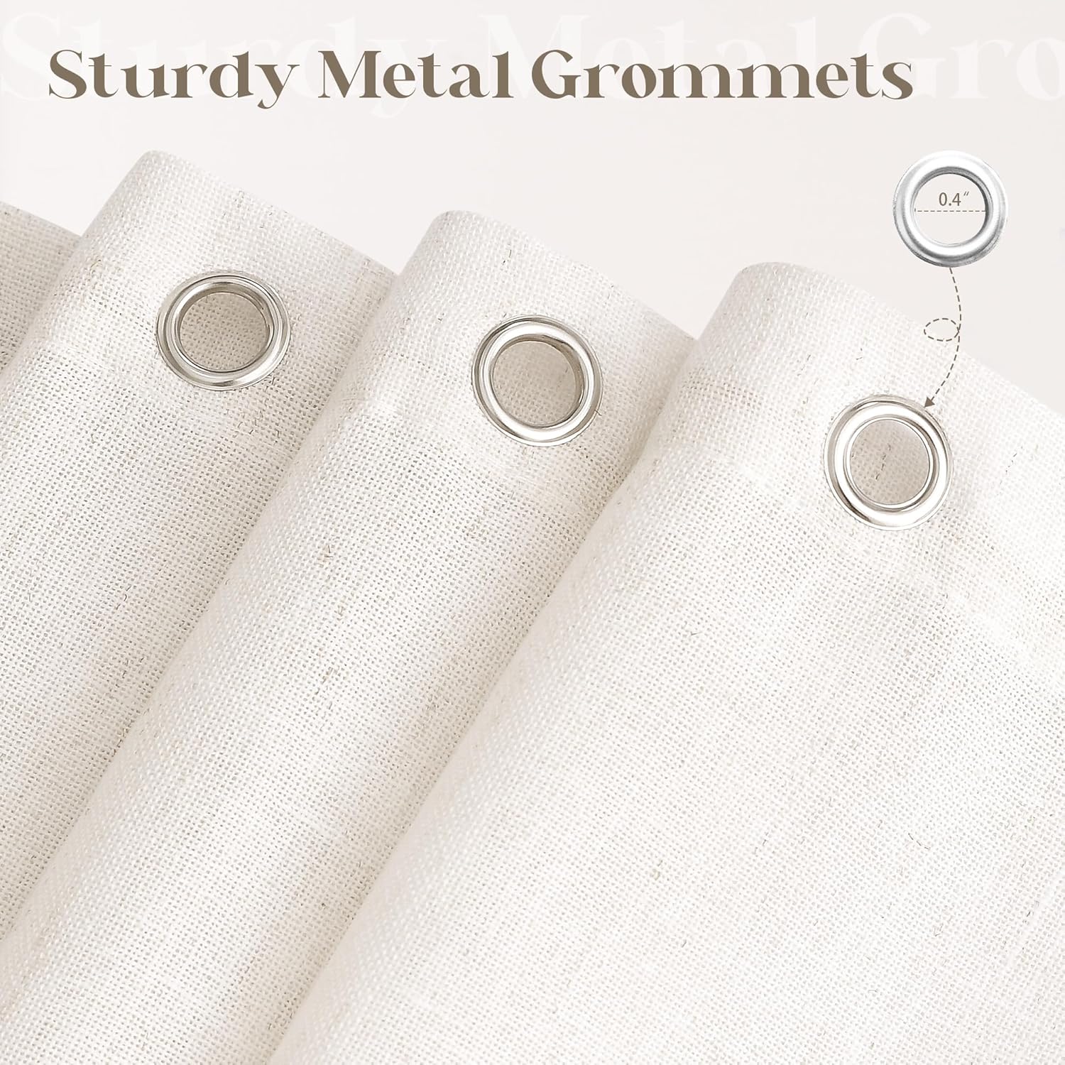 92 Inch Shower Curtain Linen Neutral Extra Long Bath Curtain for Bathroom Earth Tone Boho Shabby Chic Country Rustic Cloth Drapes Bathroom Decor, Cream Colored Ivory, 72x92