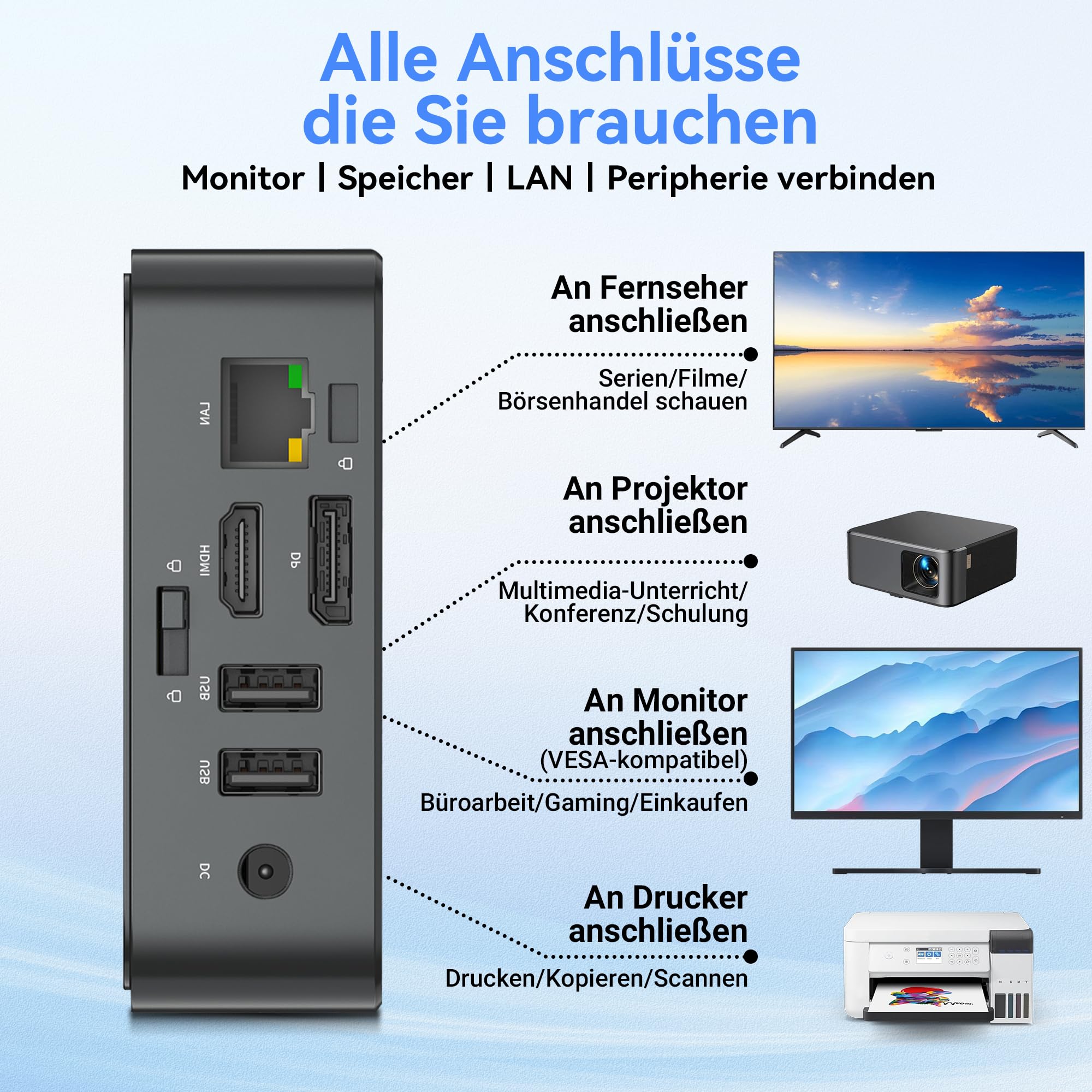 Blackview Mini PC MP50 mit Tastatur und Maus, AMD Ryzen 5, Radeon Vega 8 Grafik, 16GB RAM 512GB SSD Win 11 Pro, 4K Dual-Display, Ultra-leiser Kompakter Desktop PC für Office Home, 3 Jahre Garantie