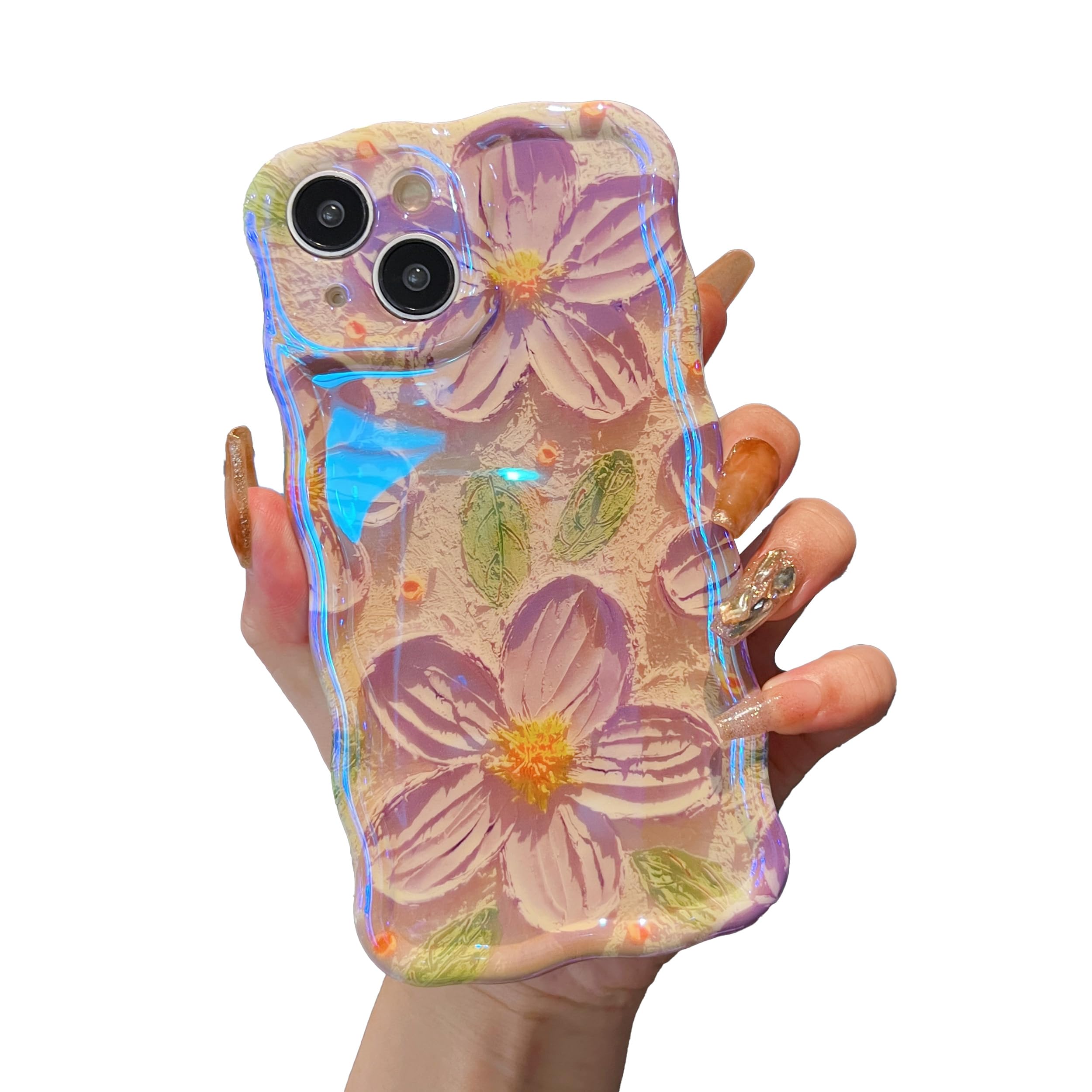 XIZYO Colorful Retro Oil Painting Flower Case for iPhone 14 Plus/15 Plus