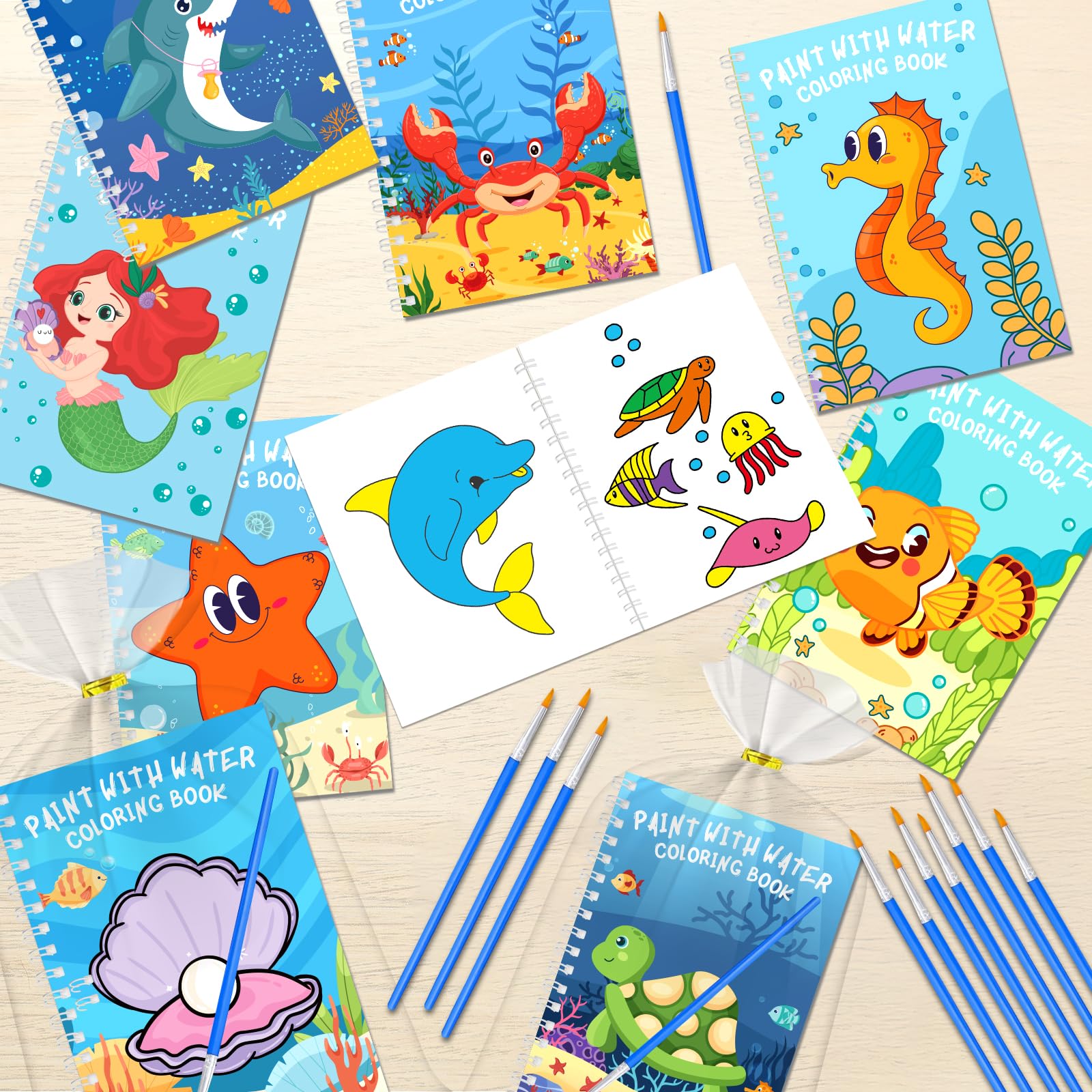 24 libri da colorare ad acqua sotto il mare bomboniere, Beach Ocean Mini libri da colorare sfusi per bambini compleanno aula Goodie Bags Stuffers, giocattoli estivi libri attività libri di fine anno