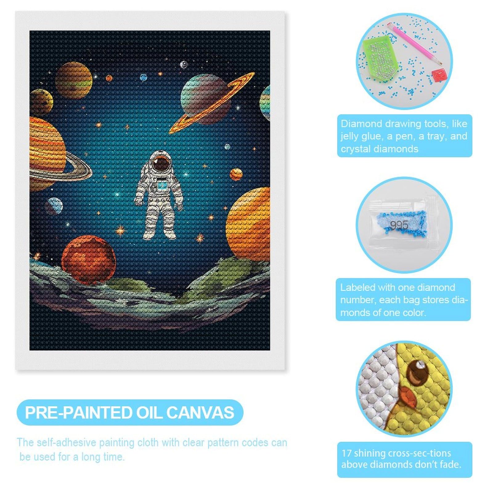 Amazon.com: Outer Space Rocket Astronaut 5D Diamond Art Kits for
