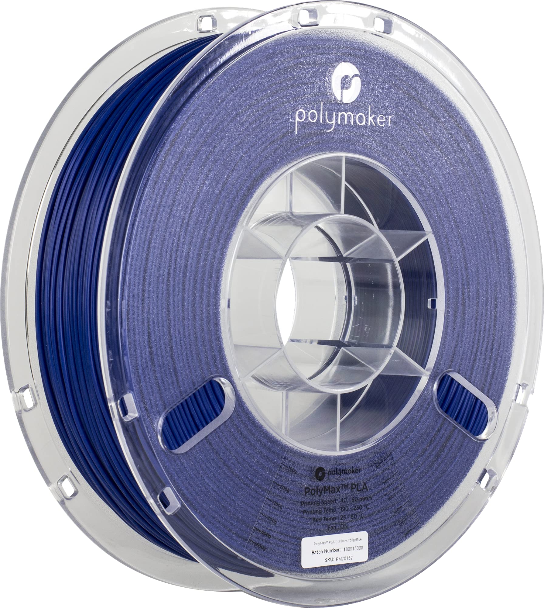 Buildtak PM70152 PolyMax Nano wzmocniony filament PLA z technologią Jamfree, 0,75 kg szpula 1,75 mm średnicy, prawdziwy niebieski