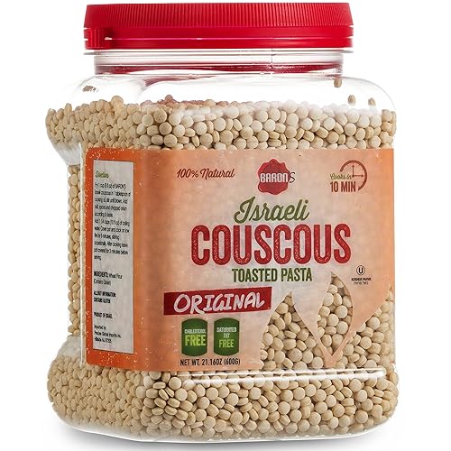 Barons Original Israeli Couscous Toasted Pasta 100% Natural Pearled Noodles for Salads, Soups & Side Dishes Cooks in 10 Minutes! Kosher 1 Pack