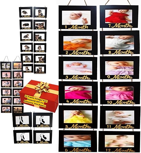 Álbum de fotos de primer año para bebé, regalo de aniversario, marco de fotos de primeros 12 meses, 4 x 6 a 12 meses, regalo de mujeres embarazadas,