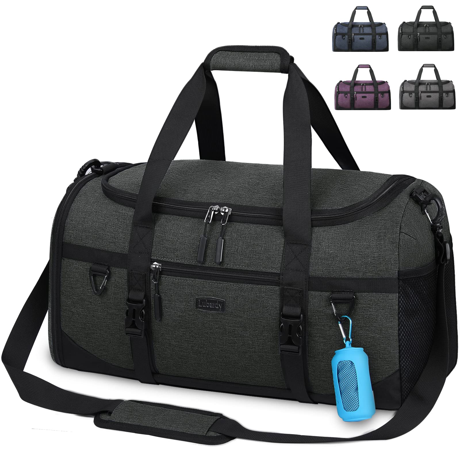 Lubardy Borsone Palestra Uomo Donna 55L Impermeabile Borsone da Viaggio Grande con Asciugamano Palestra e Scomparto Scarpe Duffel Bag Borsa Sportiva Nuoto Nero