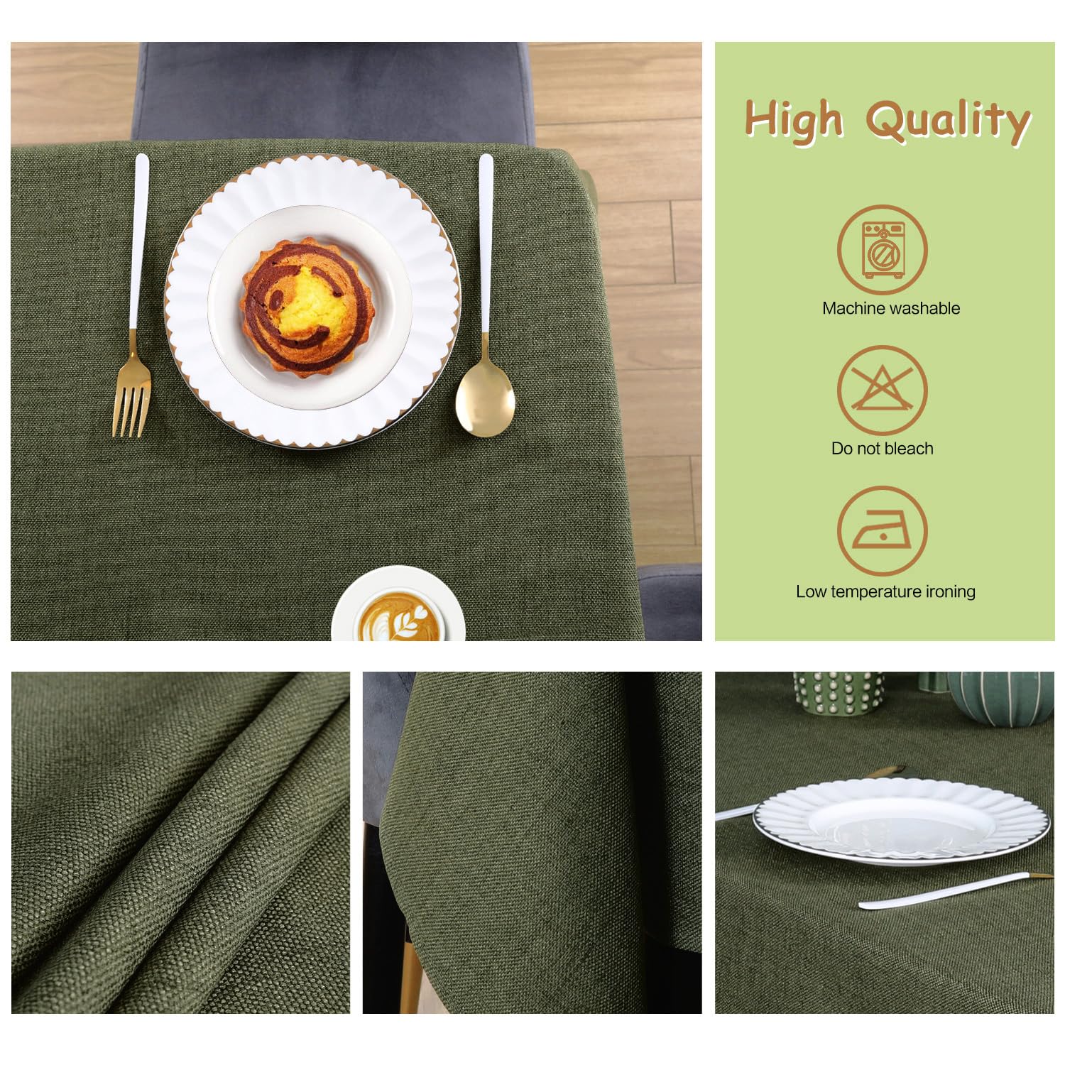 Amazon｜WAITER TREE モスグリーン テーブルクロス 長方形テーブル