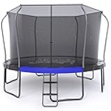 123JUMP by Skywalker Trampolines 10FT 12FT 14FT Outdoor Trampoline with Enclosure and Ladder, Round Recreational Trampoline for Kids with ASTM Approval, Spring Pad Cover, Heavy Duty Jump Mat