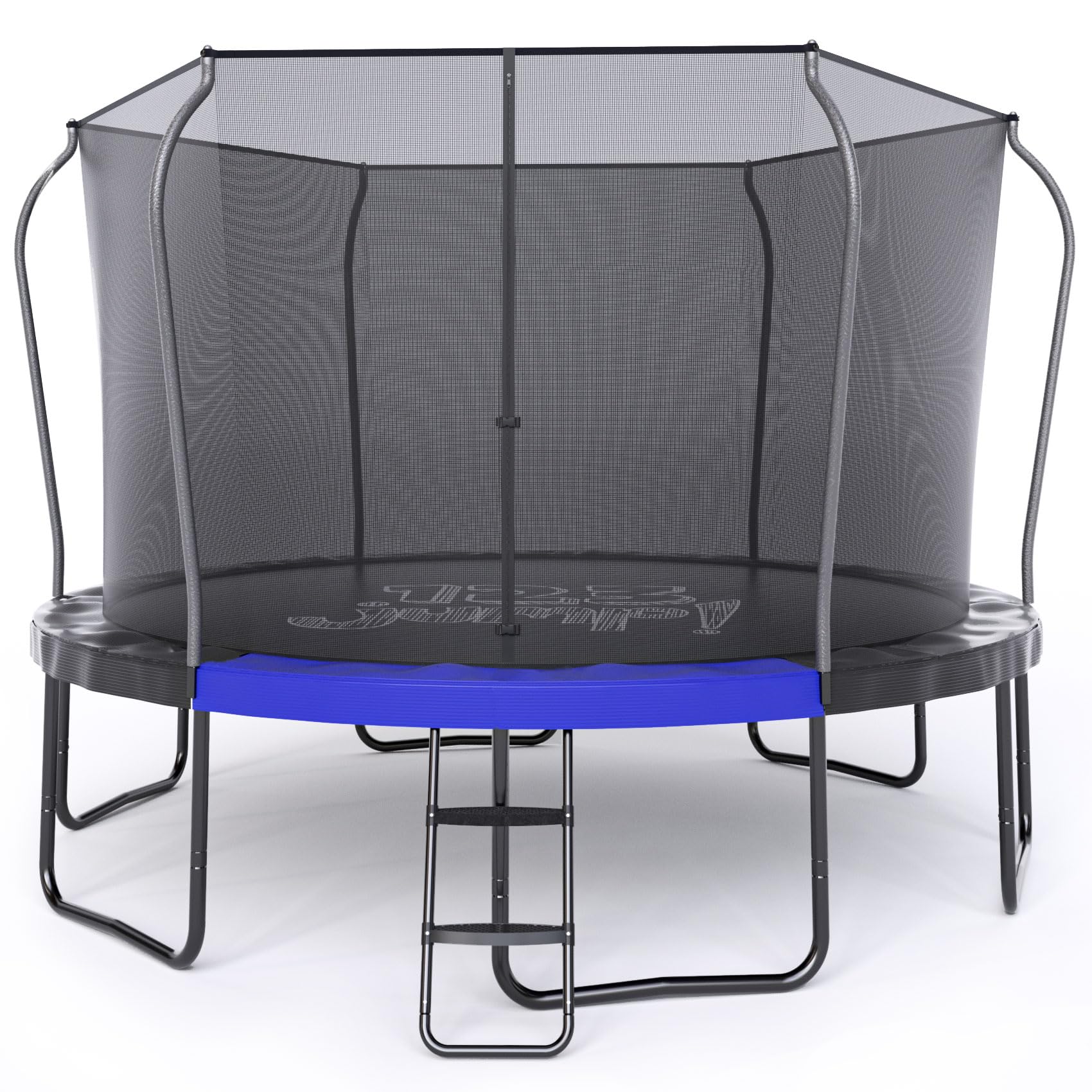 123JUMP 14FT Outdoor Trampoline with Safety Enclosure Net and Ladder, Round Recreational Trampoline for Kids with ASTM Approval, Spring Pad Cover, Heavy Duty Jump Mat