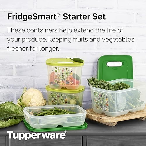 Miniatura 2 de TUPPERWARE Juego de inicio de marca FridgeSmart  4 recipientes para almacenar y prolongar la vida útil de los productos  tapas apto para