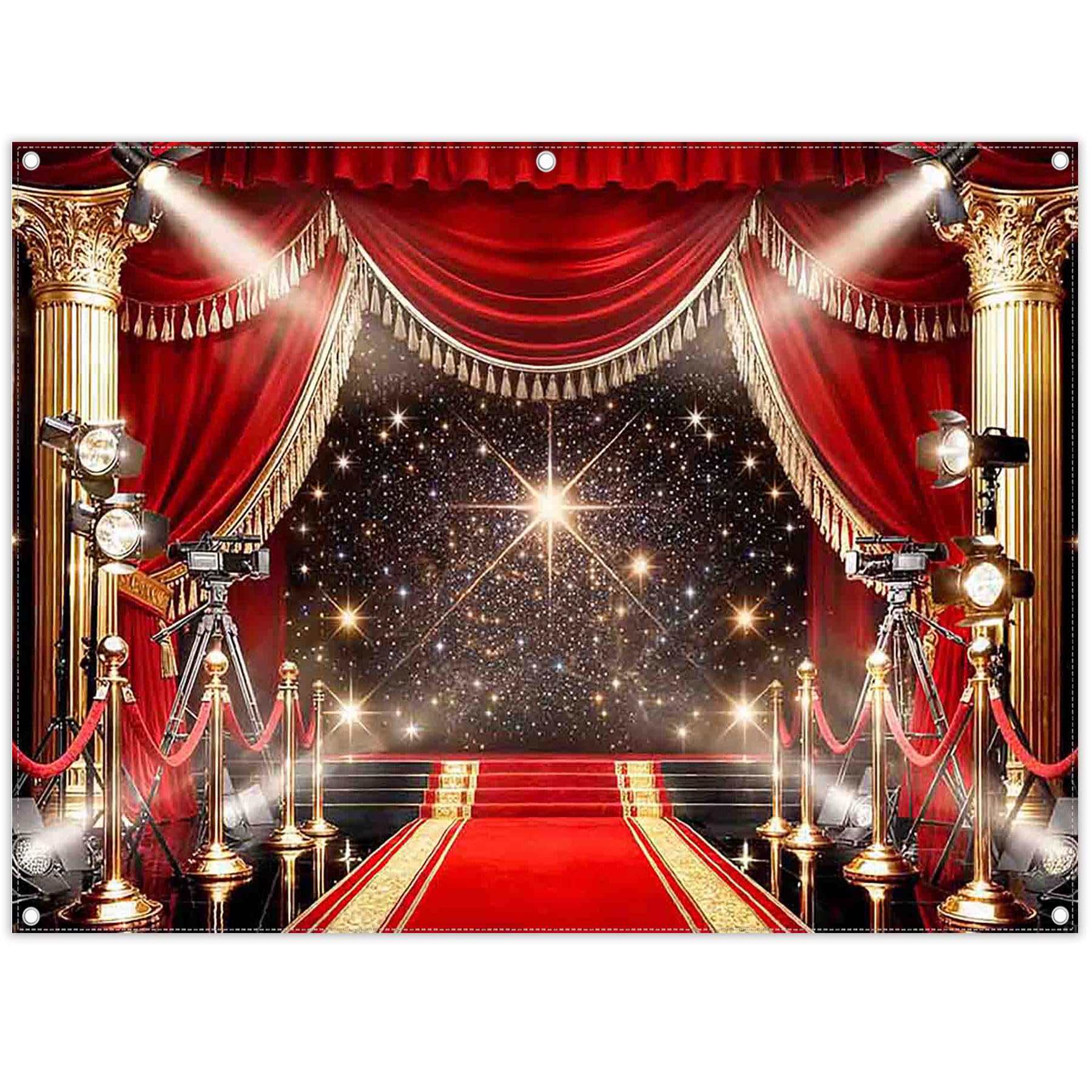 Luminora 2,43x1,8 m Toile de Fond de Événement sur Tapis Rouge Fond de Photographie Scène pour soirée cinéma en Polyester, Décoration de Fête bannière,Tapisserie Murale, Accessoires de Studio