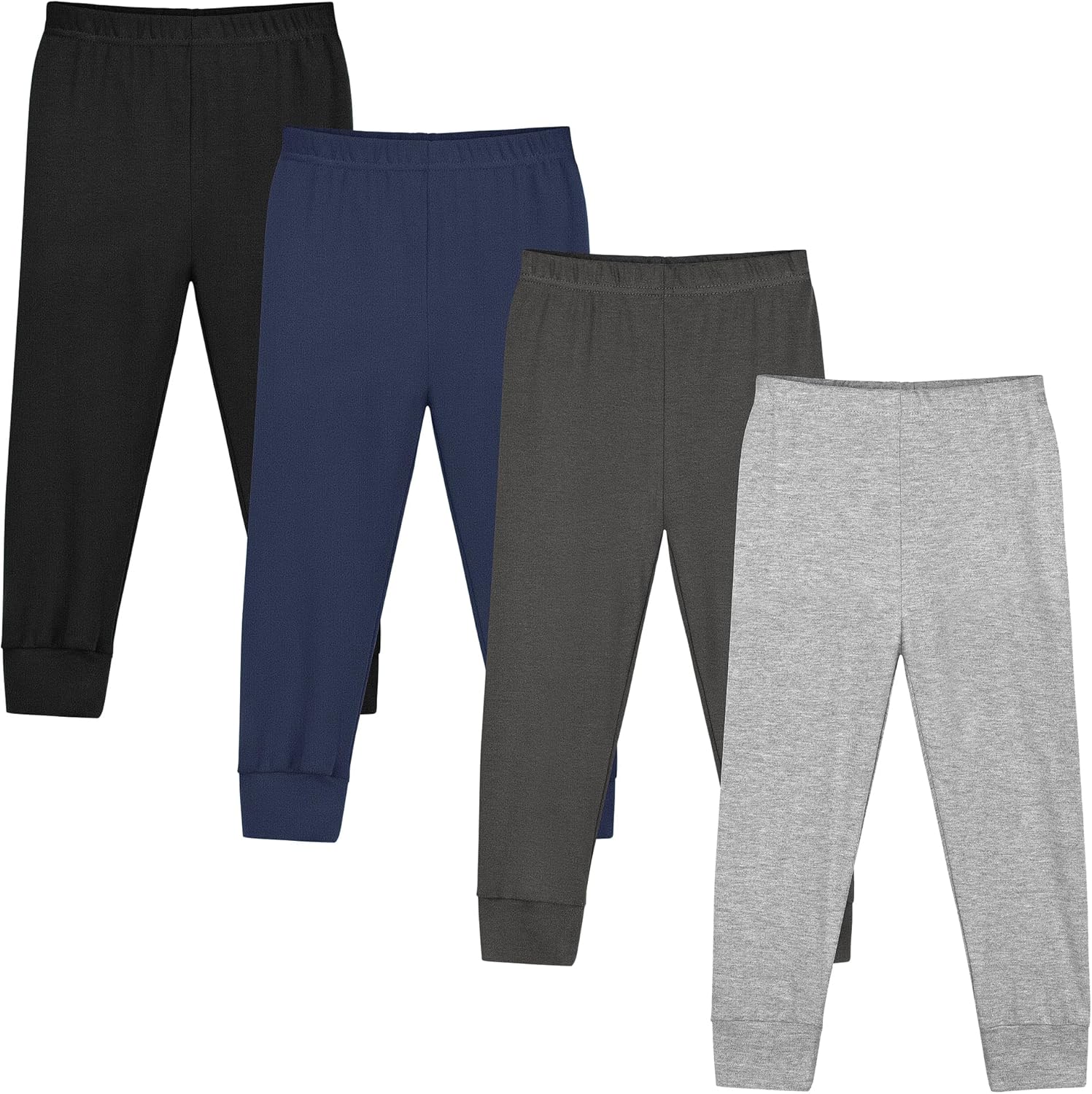 Resinta 4 Packs Toddler and Boys 100% Cotton Pants Kids Sport Pull on Jogger Pants 2T-6Year