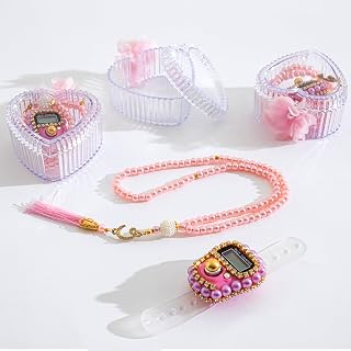 Islamic Tasbih Prayer Beads & Digital Tasbeeh Counter Set – 3 Pack Muslim Prayer Gift for Dhikr, Meditation & Ramadan, Elegant Beads with LCD Finger Counter in Heart-Shaped Gift Box (Pink)