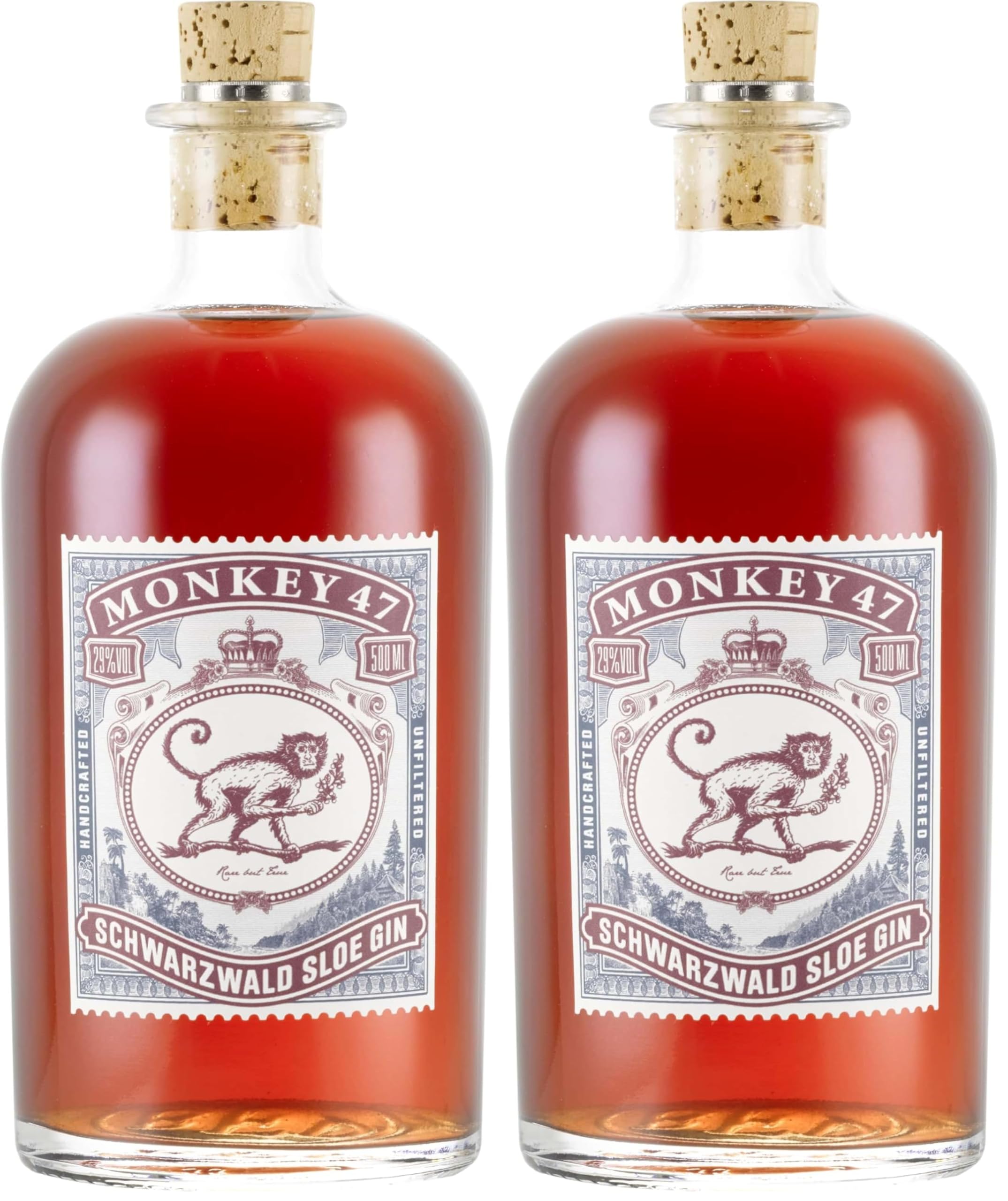Monkey 47 Schwarzwald Sloe Gin - Ultra Premium Sloe Gin mit feiner Fruchtnote - 1x 0,5 L | 500 ml (2er pack)