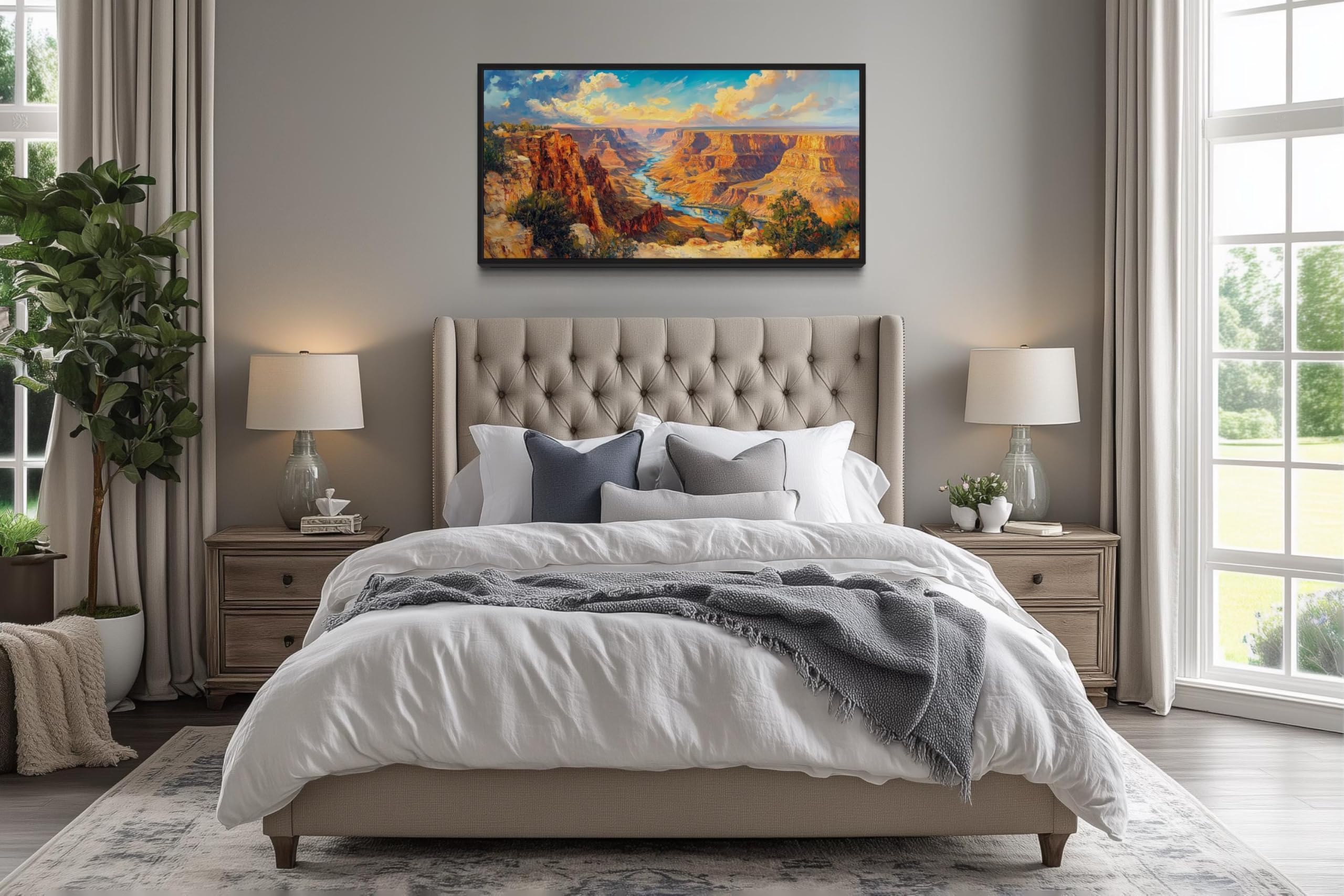 lianyibo Sztuka ścienna Wielkiego Kanionu - południowo-zachodni krajobraz obraz druk na płótnie - zachodnia pustynia salon sypialnia dekoracja ścienna (55 x 110 cm/rama wewnętrzna)