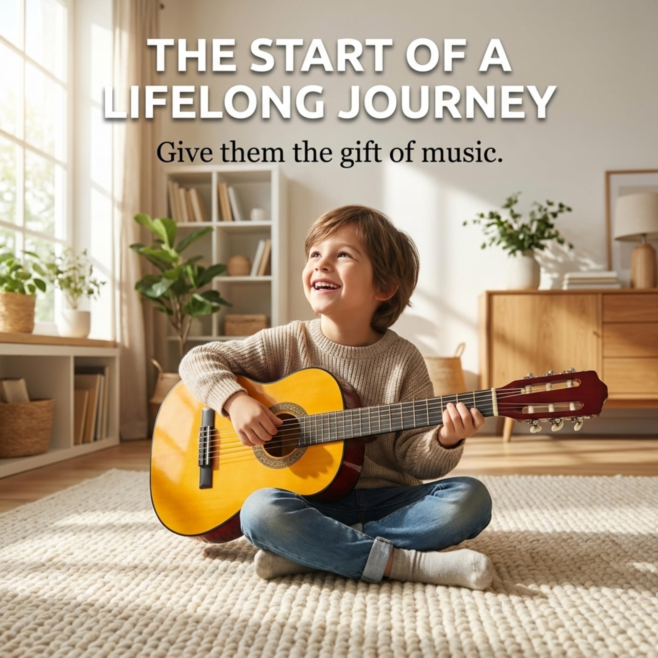 Music Alley 34 Inch Junior Classical Guitar for Kids Natural | Nylon string classical beginner guitar for children with online lessons for school and home practice product thumbnail 7