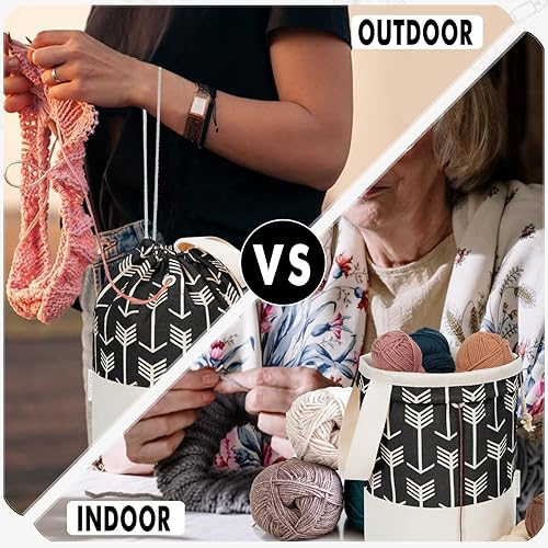Vista 46 de TOGETRUE Bolsa de hilo, pequeña bolsa de ganchillo para tejer, organizador de bolsas de almacenamiento de hilo portátil para proyectos de ganchillo
