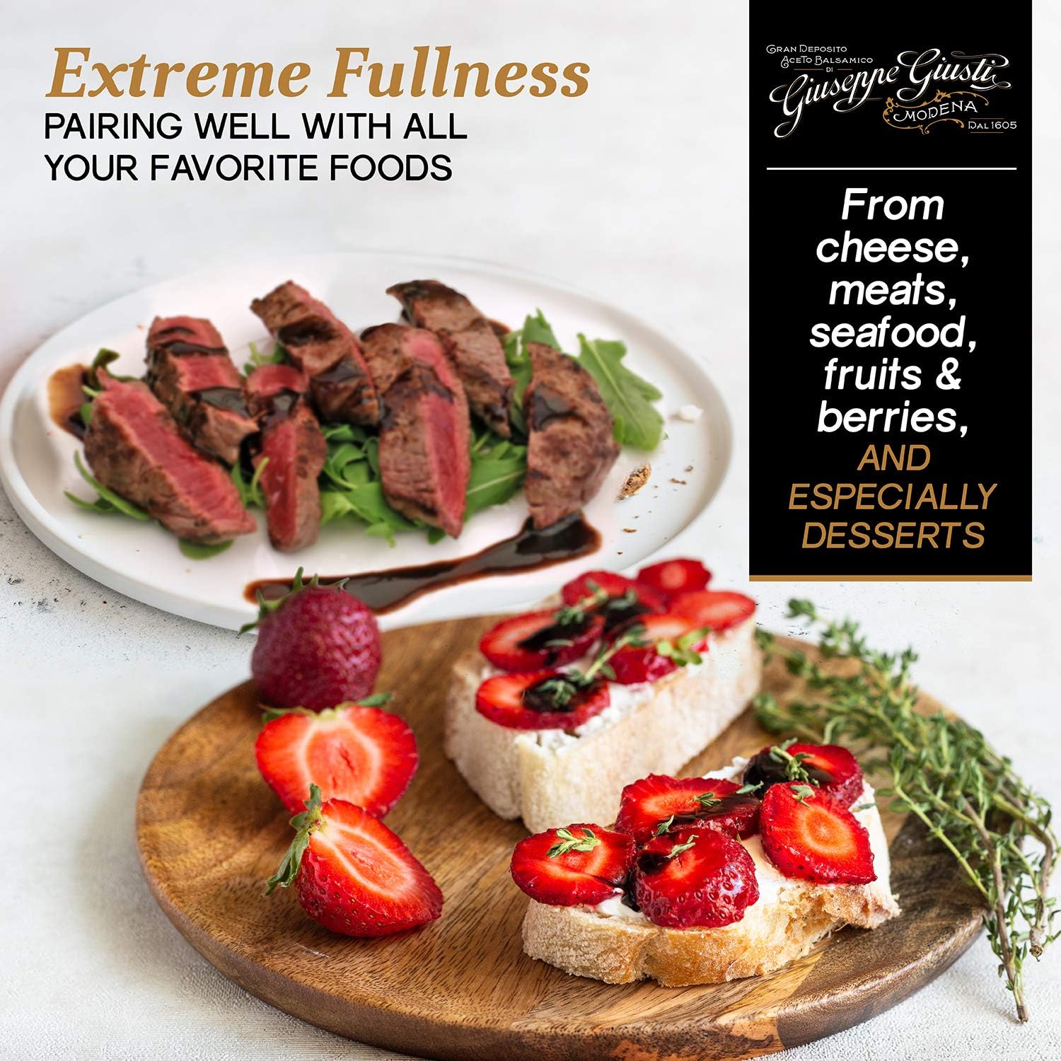 Giusti Family Reserve Balsamic Vinegar-Based Condiment - Premium Italian Condiment Based on Aceto Balsamico di Modena, Rich Flavor for Salads, Marinades & Drizzling, Made in Italy - 1.4 fl oz