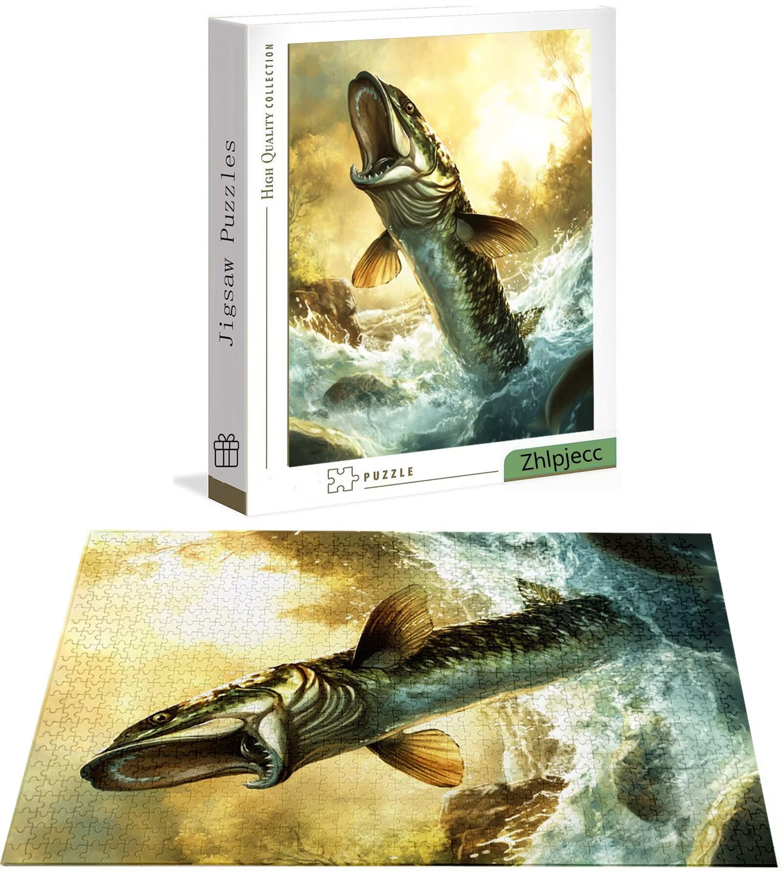 Puzzle 2000 sztuk dla dorosłych dzieci, puzzle drewniane fale dla dorosłych, wymagające łamigłówki wędkarskie, rodzinne gry edukacyjne, łamigłówki z pudełkiem do dekoracji domu, prezent dla kobiet H