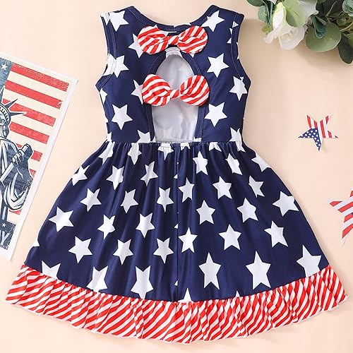 Miniatura 3 de Popshion Vestidos sin mangas para niñas pequeñas, vestido con lazo en la espalda, ropa de verano para niña, vestido de fiesta de cumpleaños para