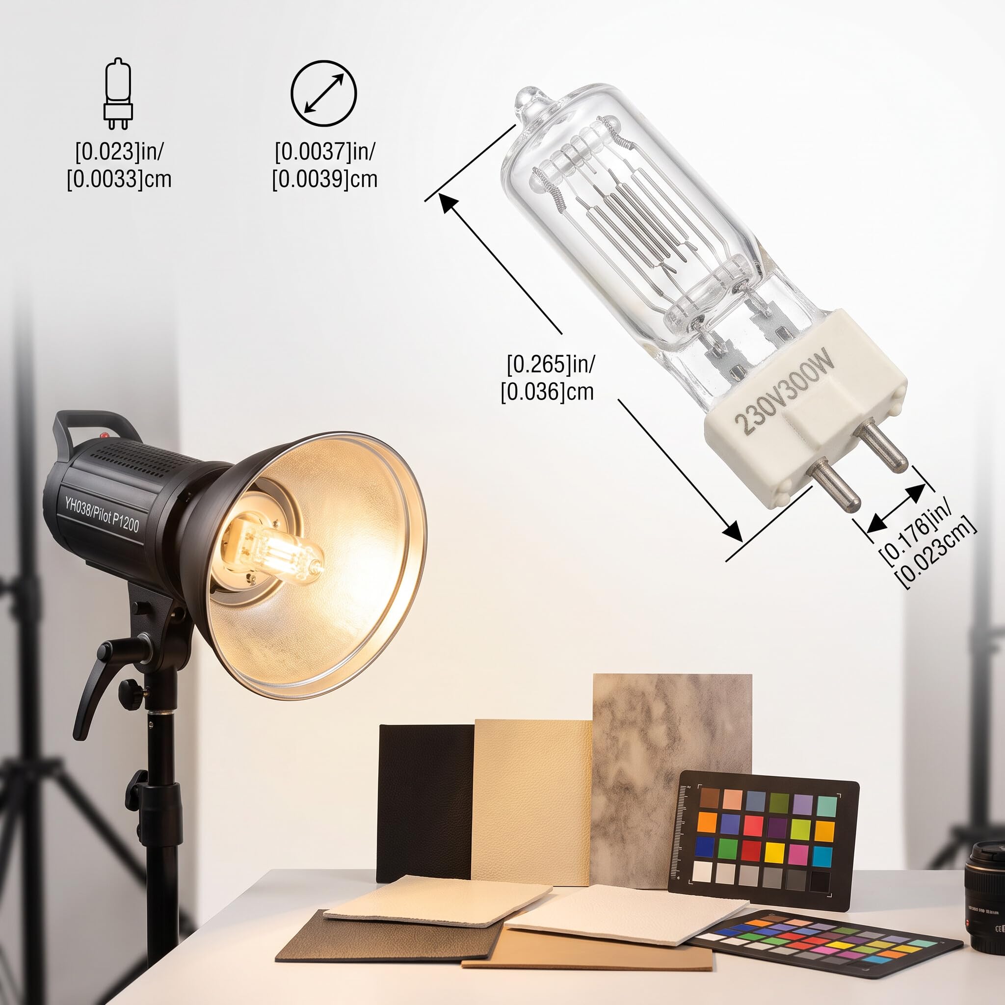 Lampadina Alogena 300W 220V G9.5 Vetro Plastica 2900K 300 Lm con Filamenti di Tungsteno Ad Alte Prestazioni, Specializzata per la Fotografia