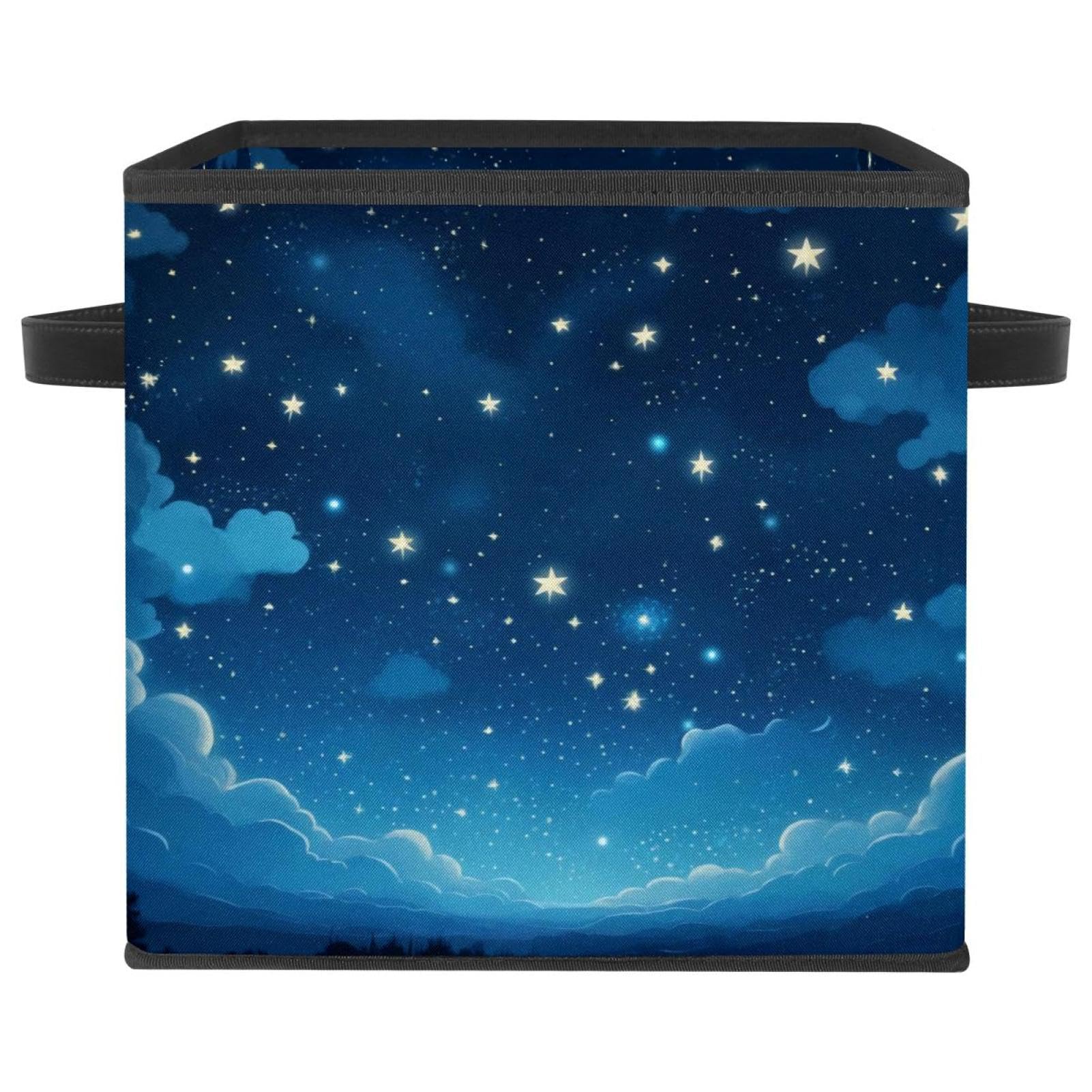 Grande boîte de rangement pliable en cube bleu ciel étoilé