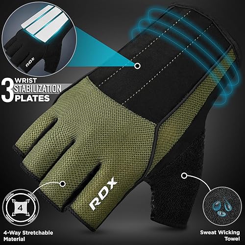 Miniatura 2 de RDX Guantes de entrenamiento, correa de soporte de 15 pulgadas de largo, protección antideslizante de palma con 3 placas de alineación de muñeca,