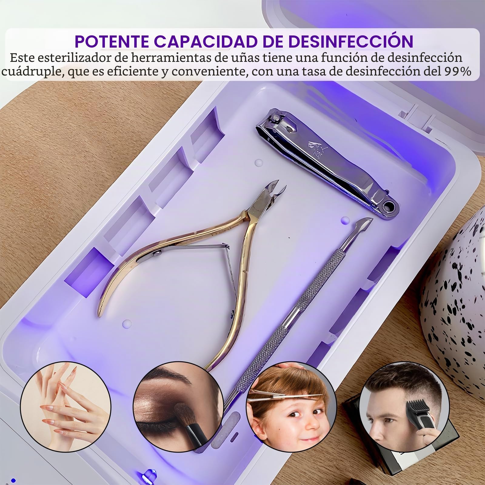 Caja esterilizadora profesional para arte de uñas: WIYETY Lámpara UV esterilizadora, dispositivo profesional de desinfección UV con funcionamiento silencioso adecuado para herramientas de uñas y