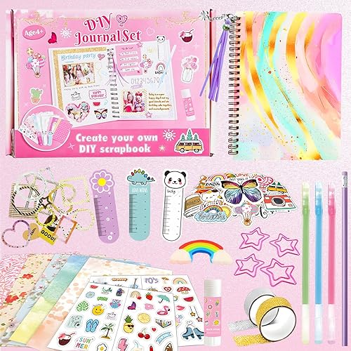 Lintriguingly DIY Journal Kit for Girls - Journaling Crafts Set with Scrapbook & Diary Supplies, Ideal for Tweens & Teens Ages 8-14, Stationery Art Kit for Girls，Scrapbook Kit for Girls