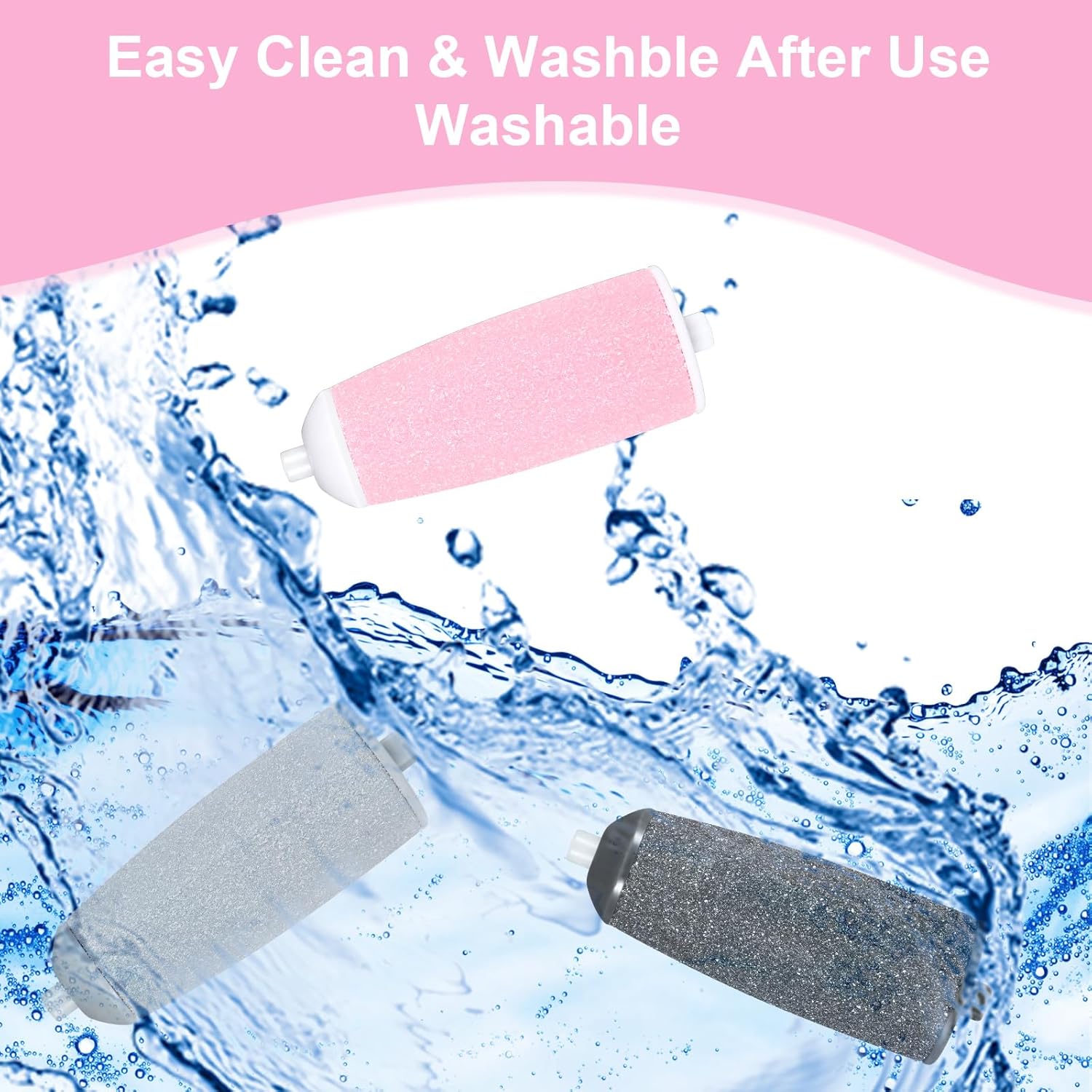 12 Pieces Pedicures Replacement Heads, Replacement Roller Refill Heads Compatible with Electric Foot File Callus Remover Pedicure Tools for Feet (Black, Gray, Pink) - Image 5